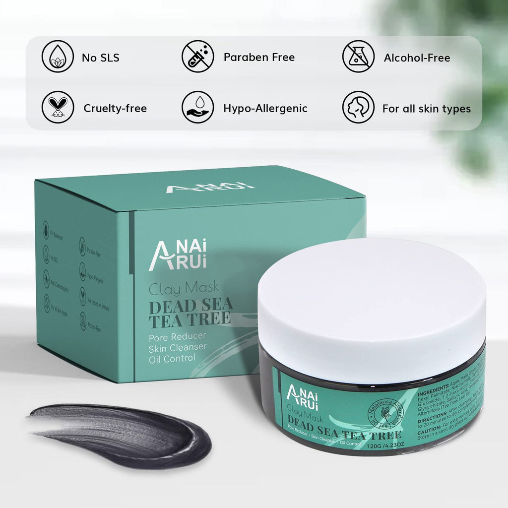 ANAI RUI Dead Sea Mud Mask with Tea Tree Oil & Salicylic Acid – Pore Cleanser for Acne-Prone Skin