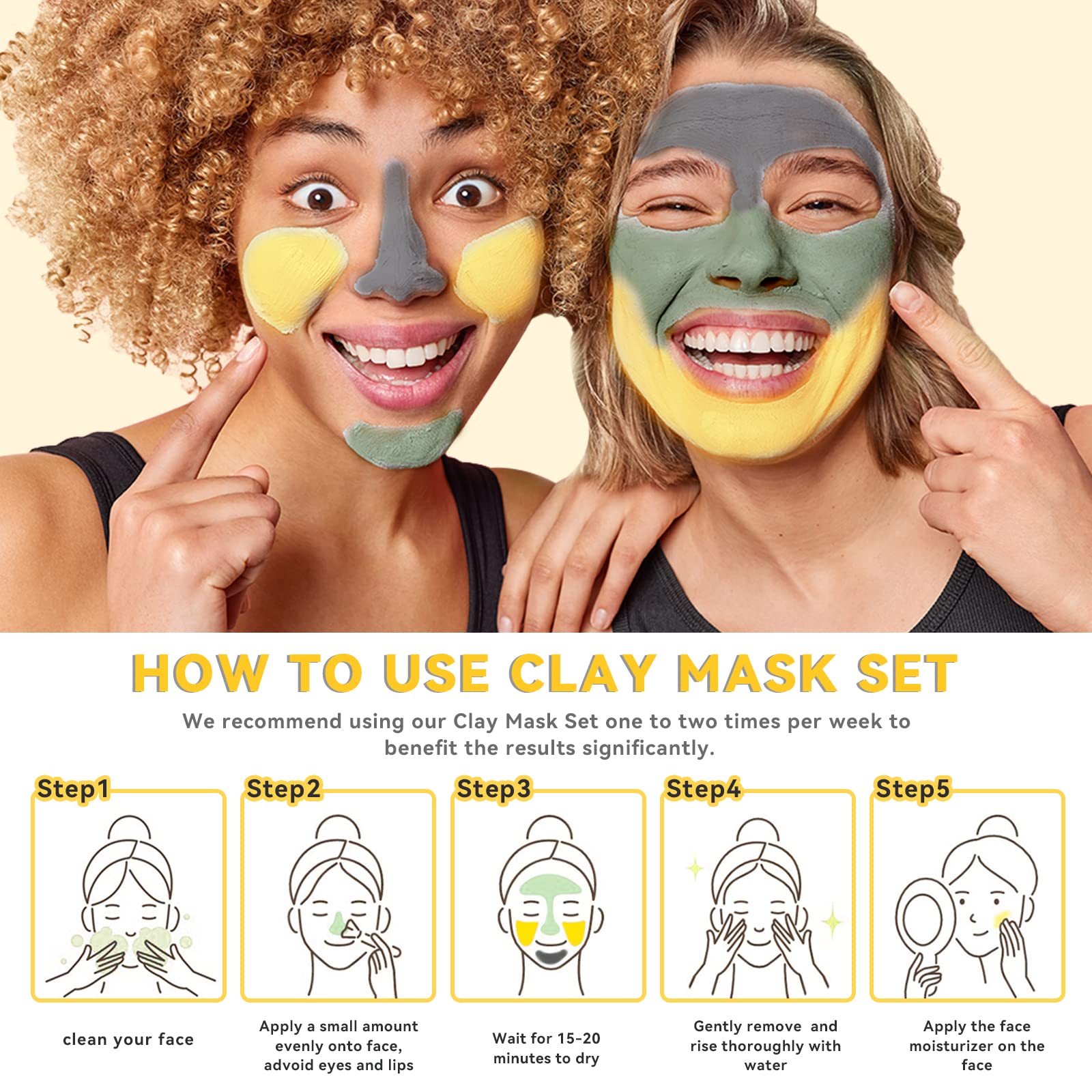 ANAI RUI 3Pack Face Mask Gift Set — Turmeric Clay Mask, Green Tea Mask & Dead Sea Mud Mask | 2.5 oz Each