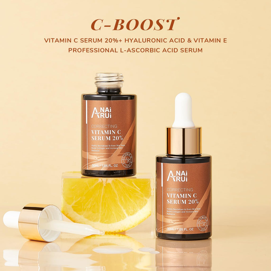 ANAI RUI Vitamin C Serum 20% with Hyaluronic Acid – Brighten, Hydrate, and Even Tone