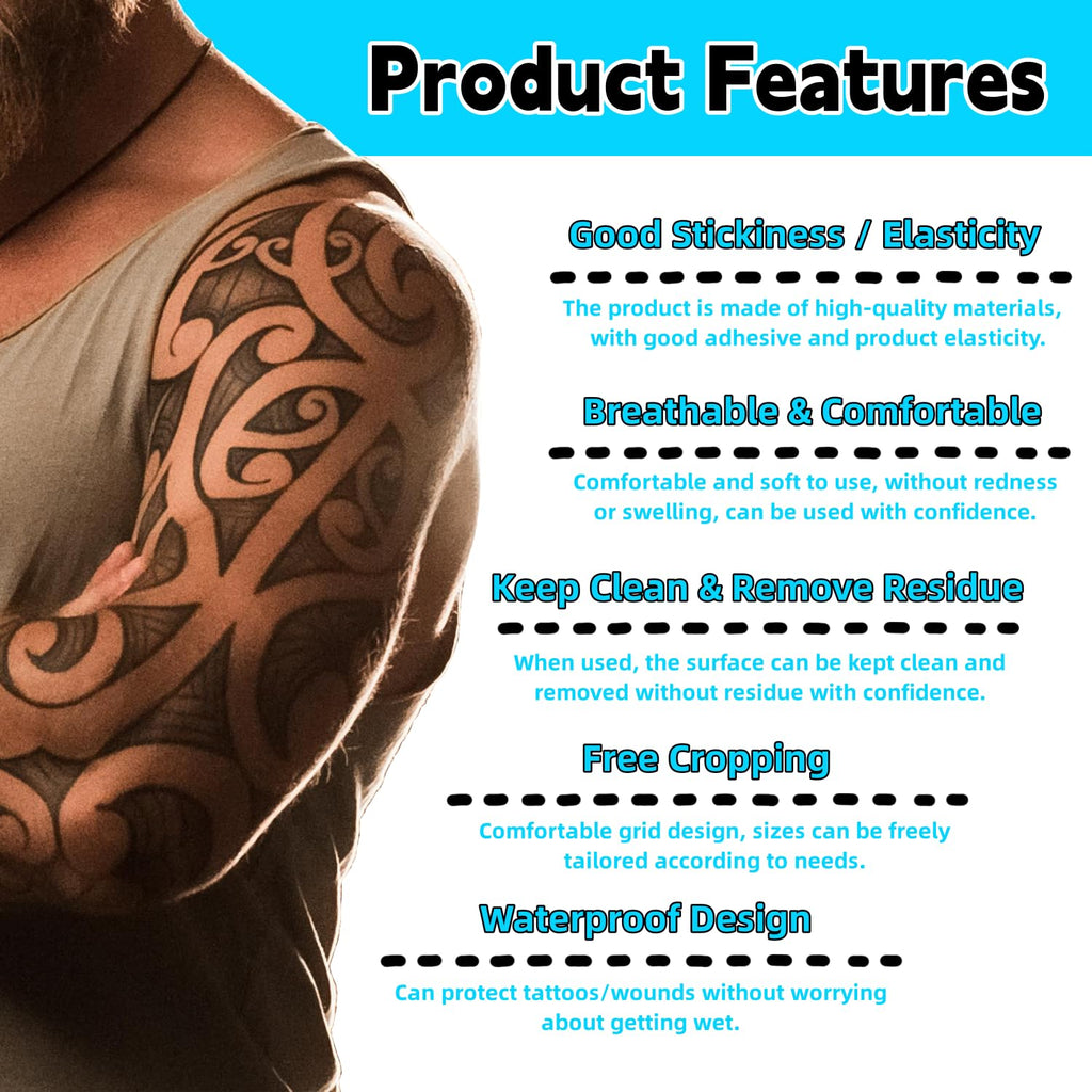ANAMPION Tattoo Aftercare Waterproof Bandages – 8x5 Yard Second Skin Tape for Healing and Skin Protection