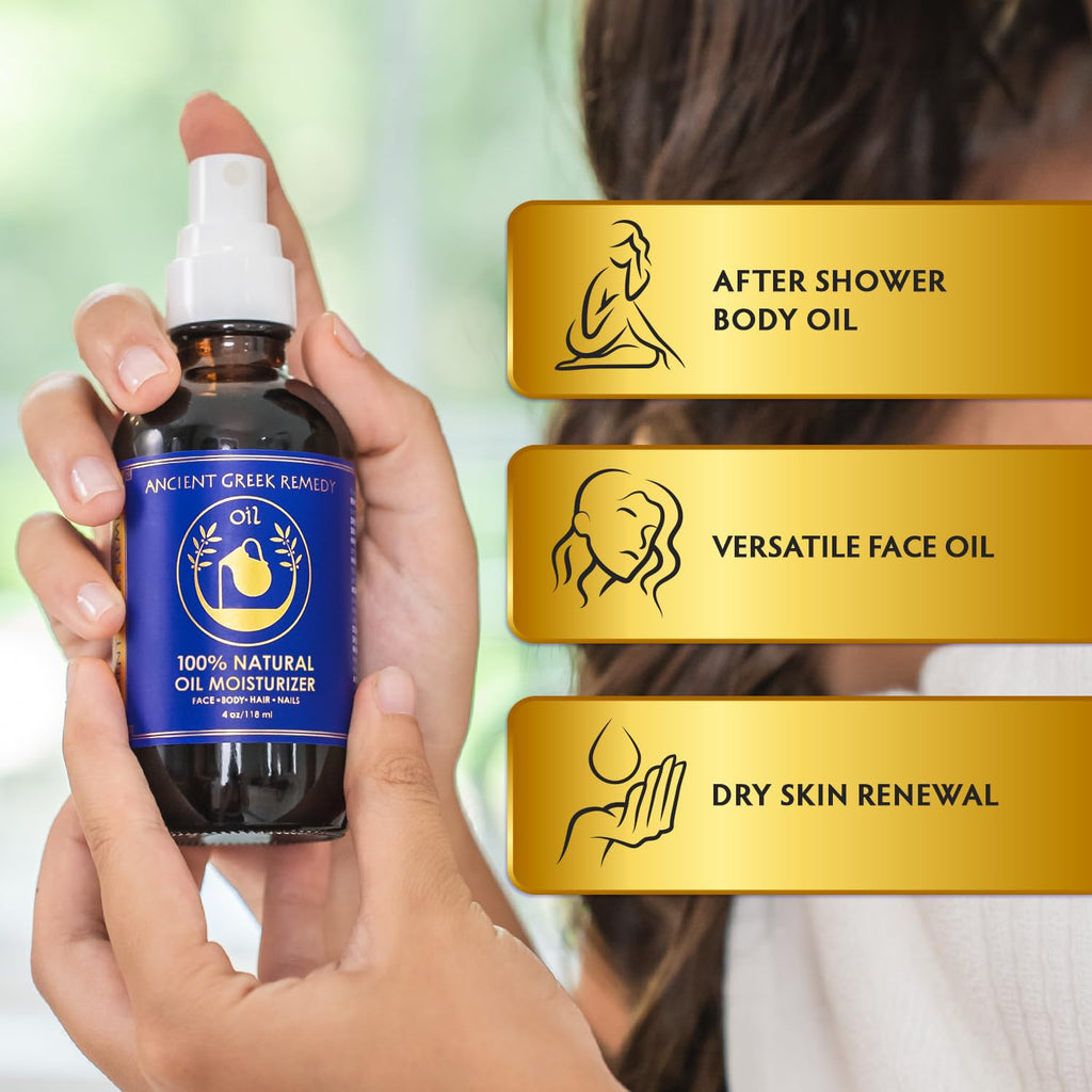 Ancient Greek Remedy Body Oil – Organic After Shower Moisturizer for Dry Skin | Almond, Jojoba, Olive, Lavender & Vitamin E