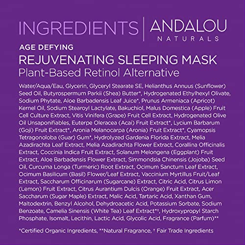 Andalou Naturals AGE DEFYING Plant-Based Retinol Alternative Rejuvenating Sleeping Mask