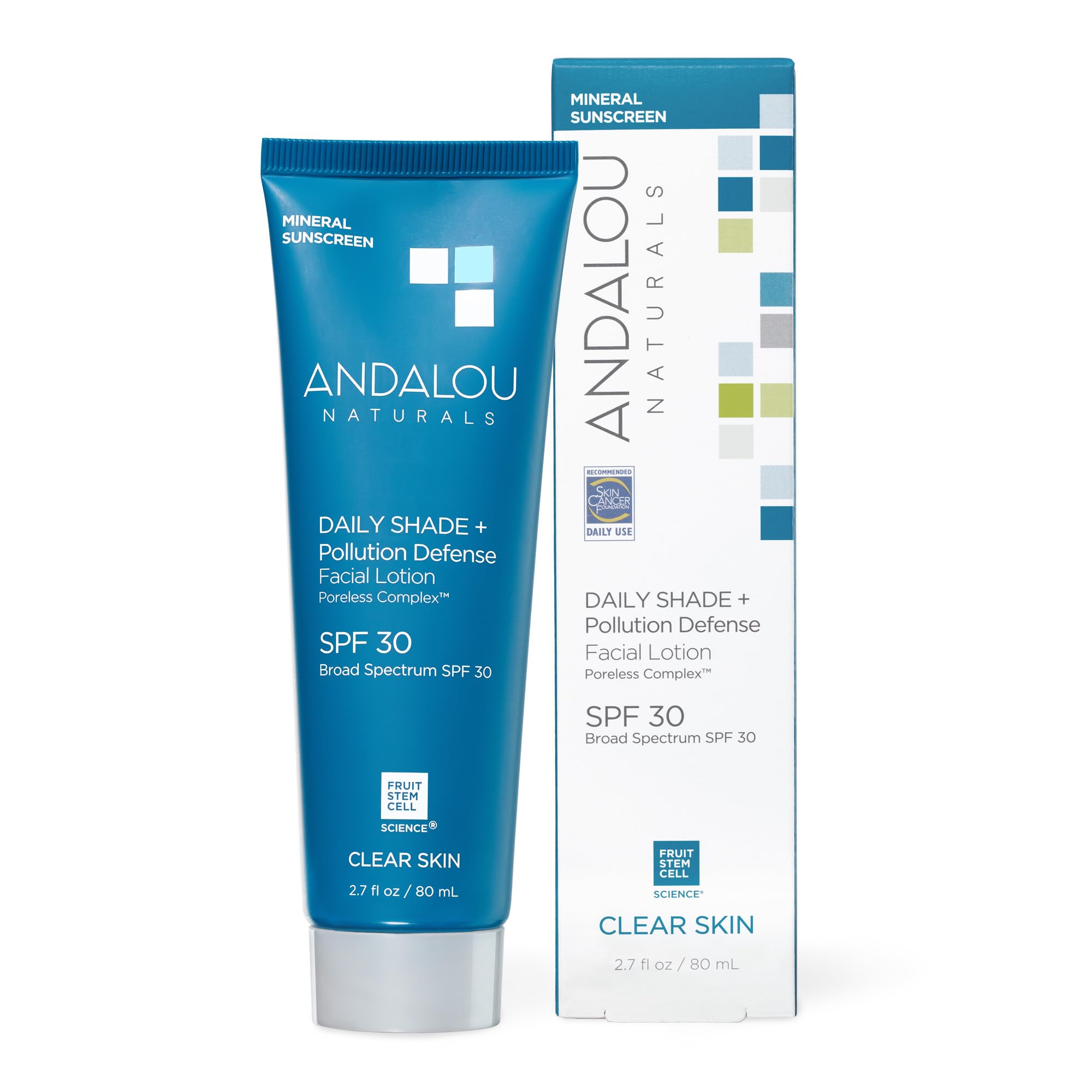 Andalou Naturals Daily Shade SPF 30 Mineral Sunscreen – Matte, Lightweight Face Lotion