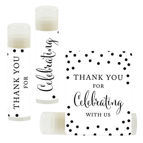 Andaz Press Bridal Shower Lip Balm Favors – Black & White Modern 12-Pack