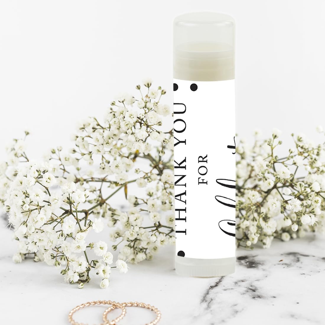 Andaz Press Bridal Shower Lip Balm Favors – Black & White Modern 12-Pack