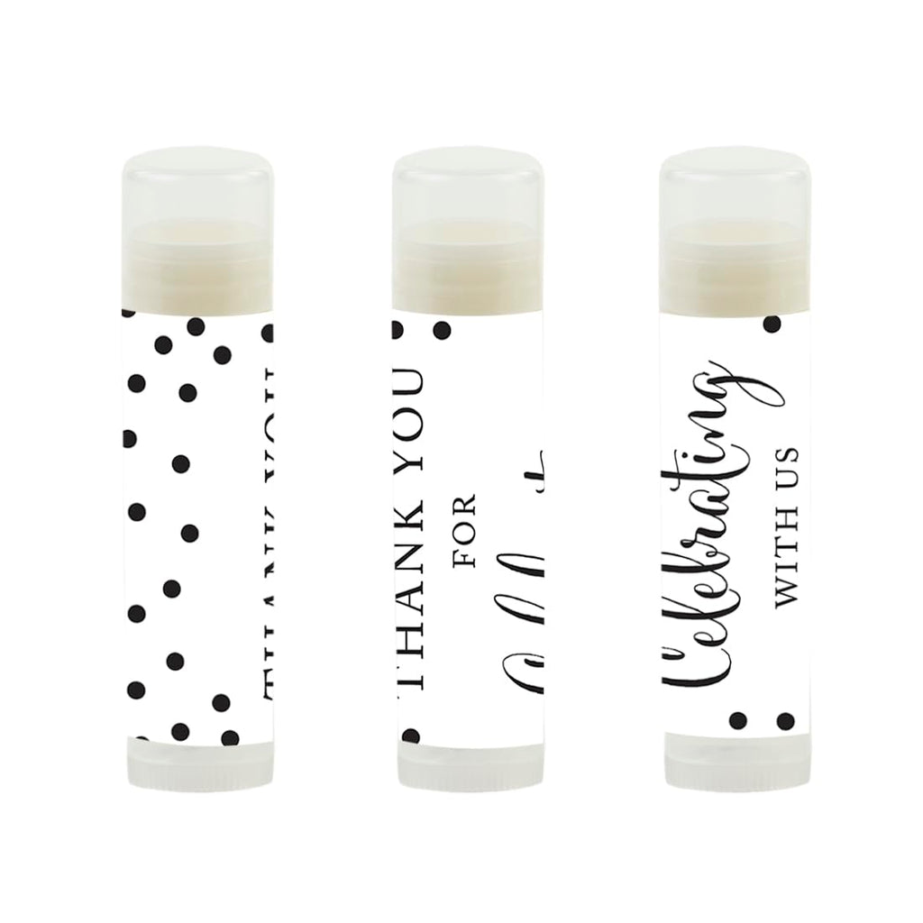 Andaz Press Bridal Shower Lip Balm Favors – Black & White Modern 12-Pack