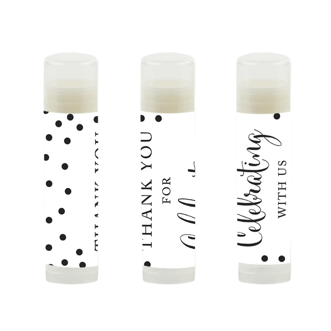 Andaz Press Bridal Shower Lip Balm Favors – Black & White Modern 12-Pack