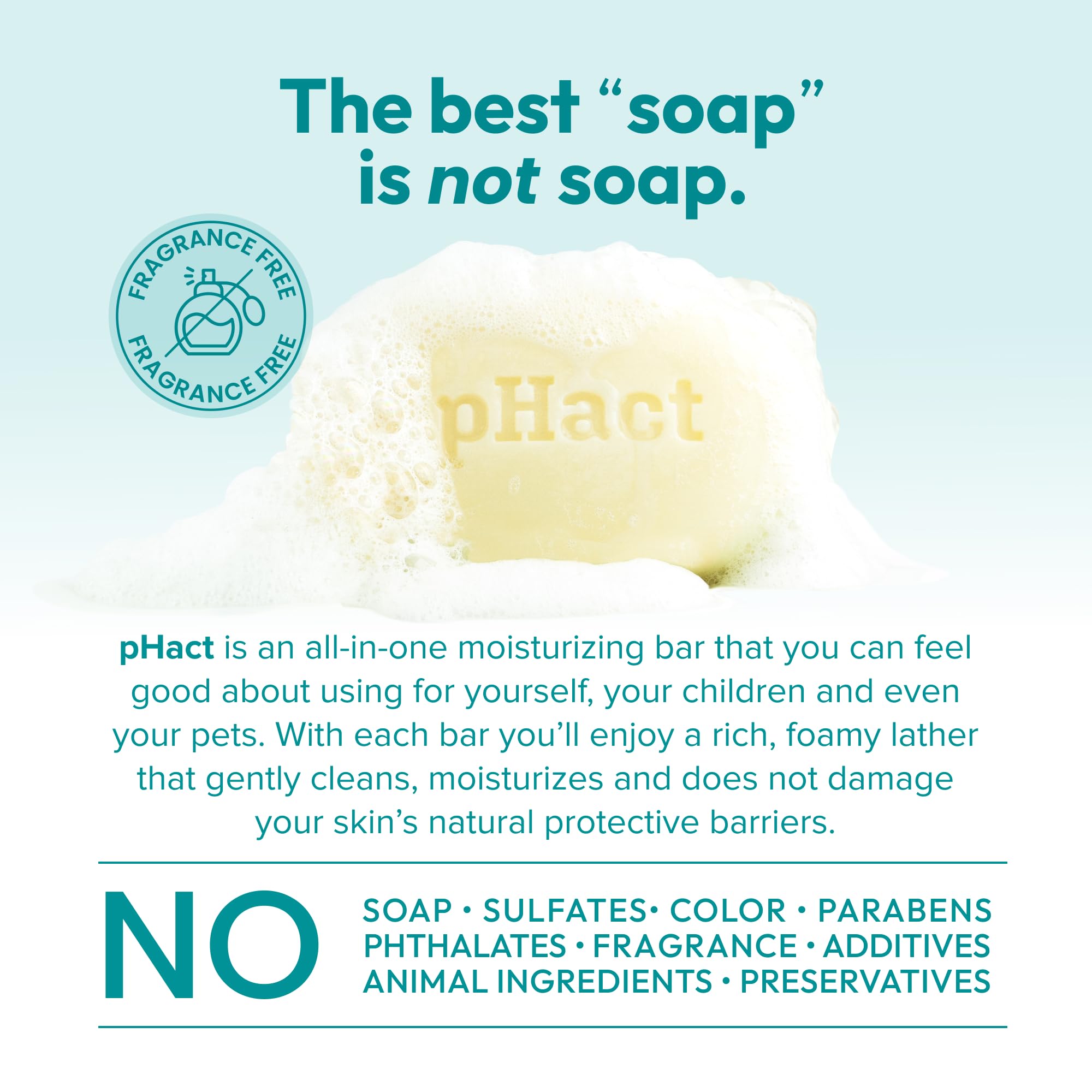 ANDREW LESSMAN pHact Cleansing Bar — Fragrance-Free, Soap-Free, pH 5.7, 12 Pack 4.25 oz