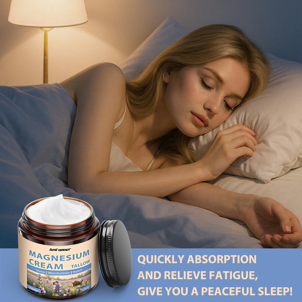 AnFamer Magnesium Cream for Sleep — Lavender Nighttime Hydration & Muscle Soothing