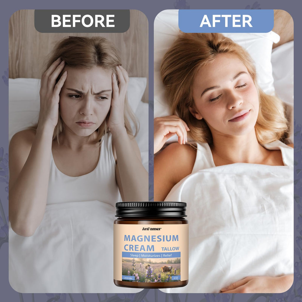 AnFamer Magnesium Cream for Sleep — Lavender Nighttime Hydration & Muscle Soothing