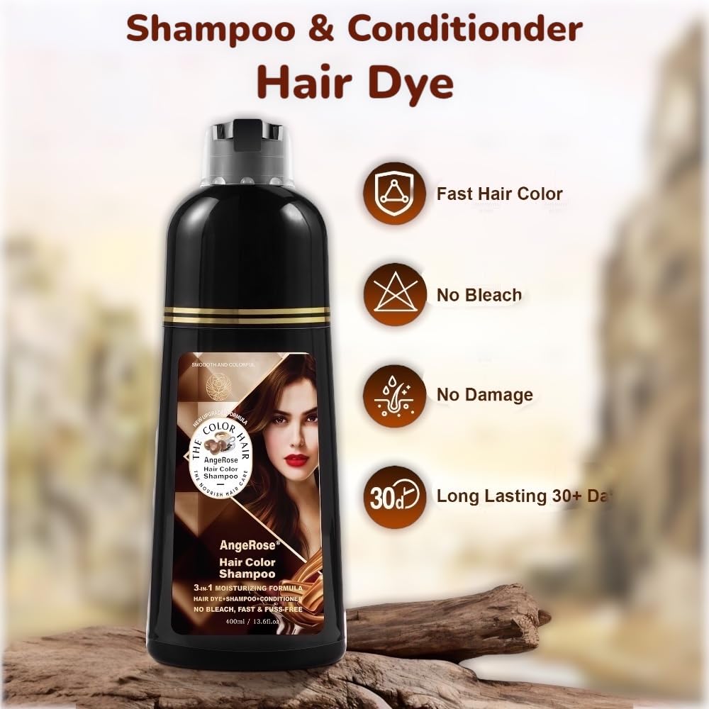 AngeRose Purple Hair Dye Shampoo 3 in 1 – Instant Color, Shampoo & Conditioner, 400 ml