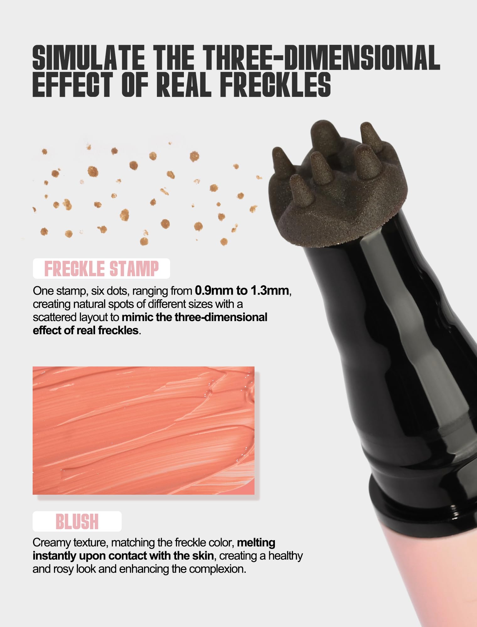 Anglicolor 2 in 1 Freckle Pen with Blush – Quick-Drying, Waterproof Freckles & Silky Liquid Blush (01 Light Brown + Soft Nude Pink)