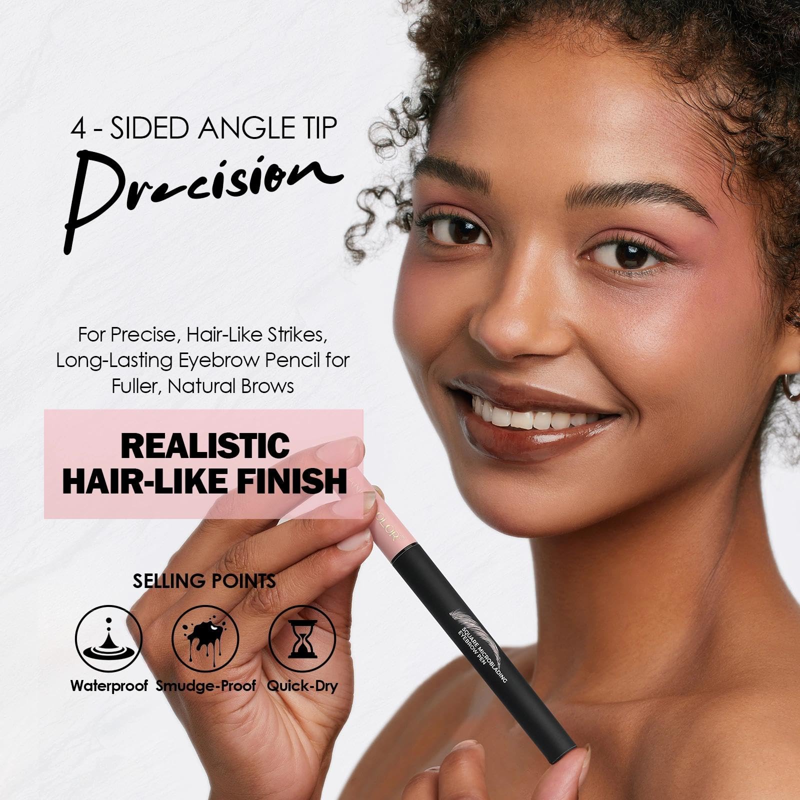 Anglicolor Microblading Eyebrow Pen – Quick-Dry, Natural Hair-Like Strokes, Long-Lasting (04 Black)
