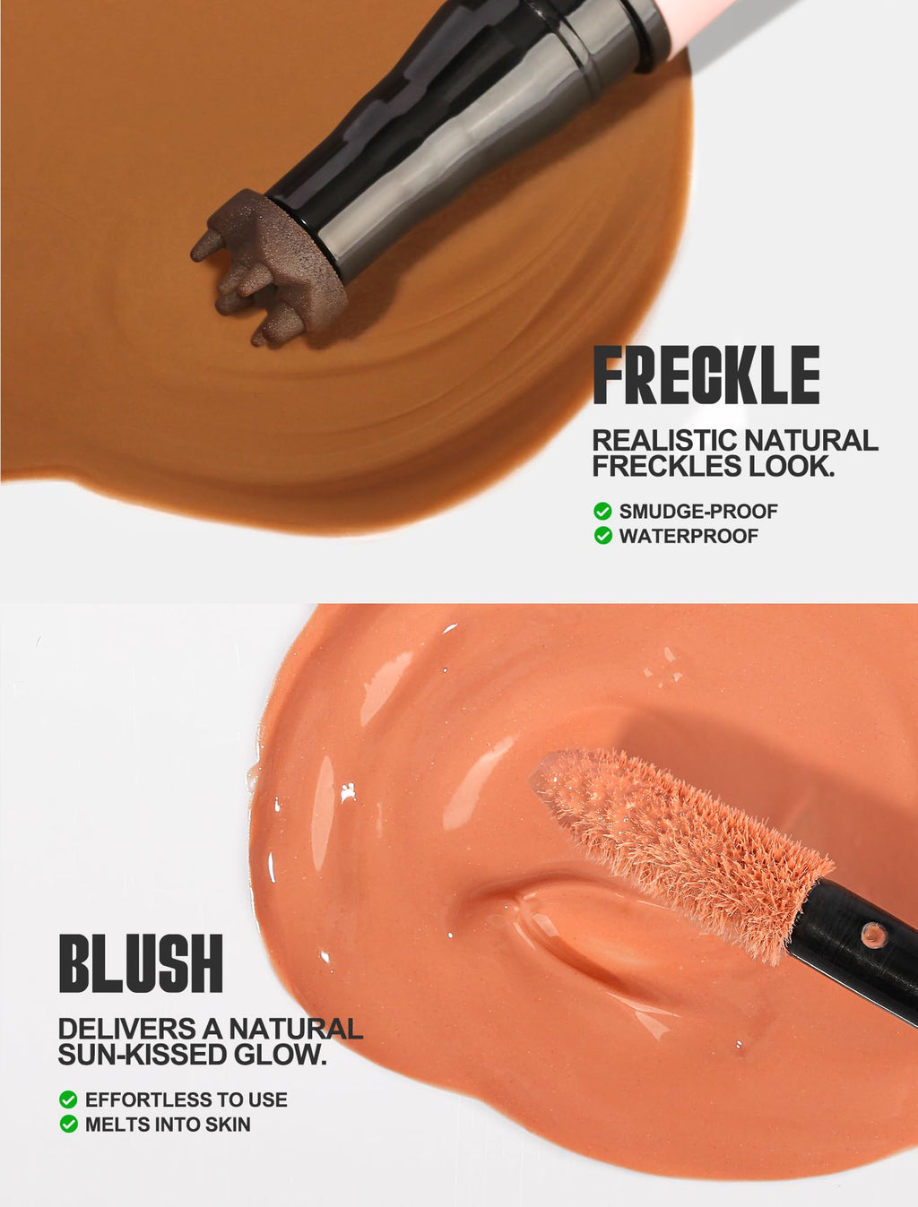 Anglicolor 2 in 1 Freckle Pen with Blush – Quick-Drying, Waterproof Freckles & Silky Liquid Blush (01 Light Brown + Soft Nude Pink)
