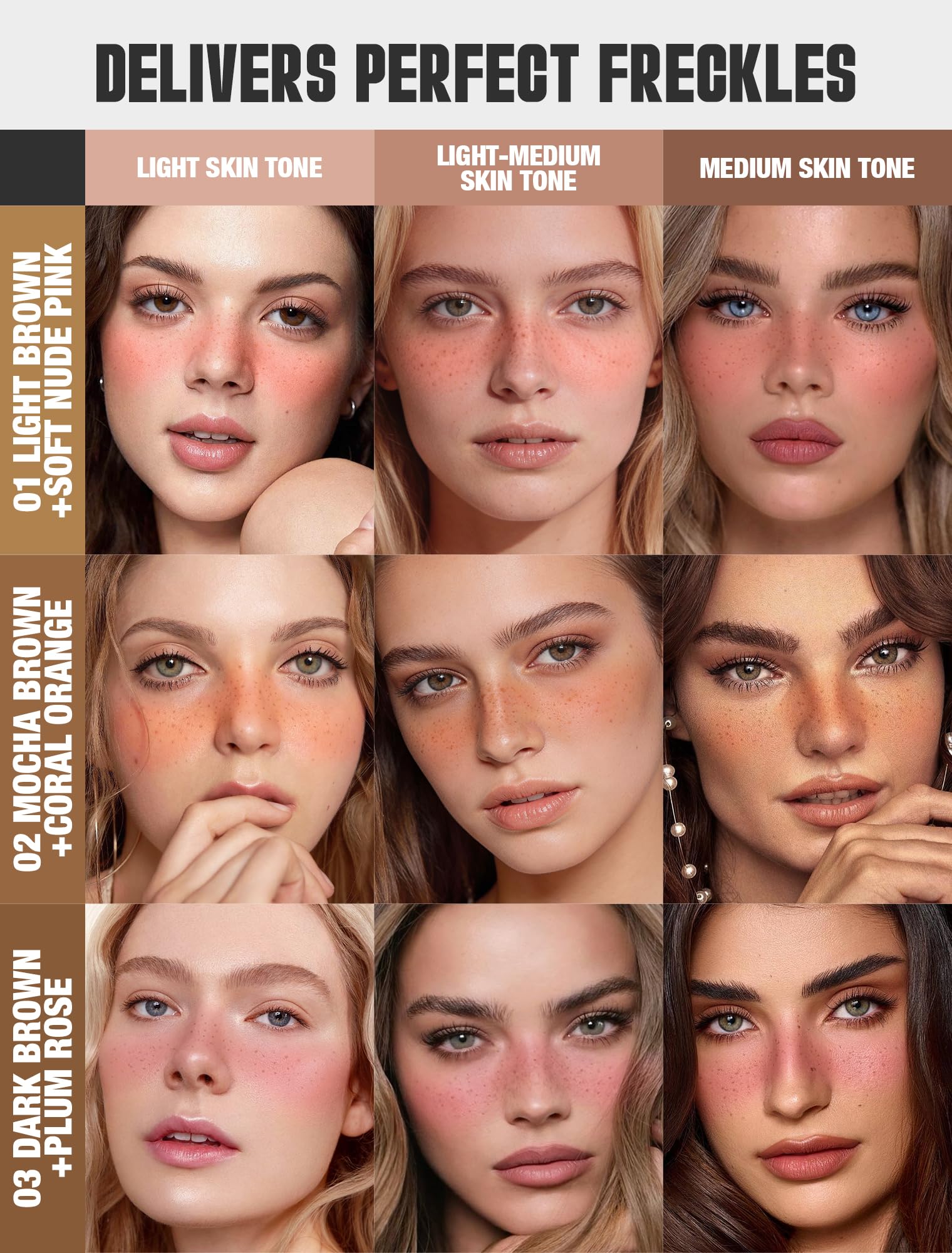 Anglicolor 2 in 1 Freckle Pen with Blush – Quick-Drying, Waterproof Freckles & Silky Liquid Blush (01 Light Brown + Soft Nude Pink)
