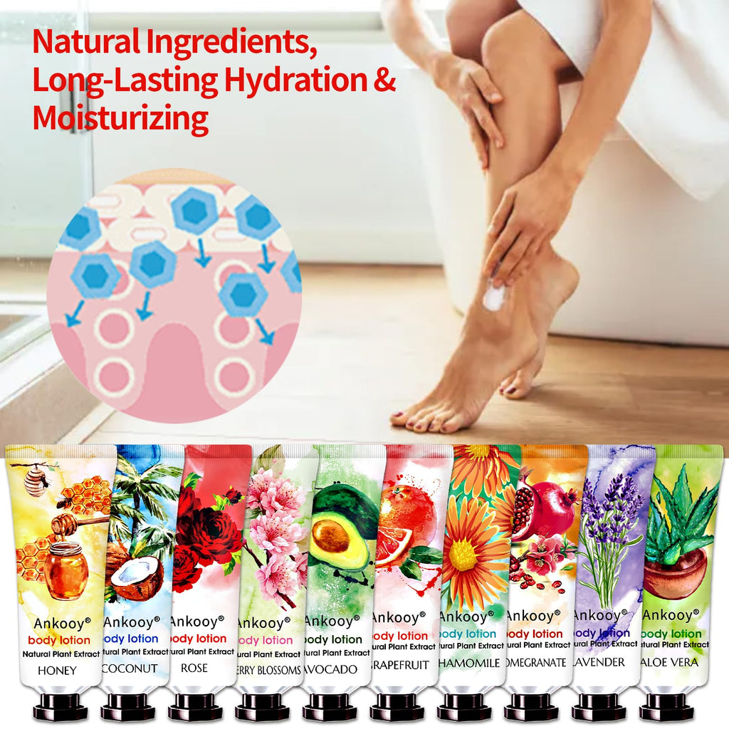 ANKOOY 36-Pack Body Lotion Gift Set | 10 Fragrances, Travel-Size Hydration