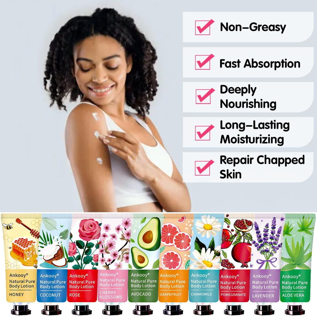 ANKOOY 36-Pack Body Lotion Gift Set | 10 Fragrances, Travel-Size Hydration