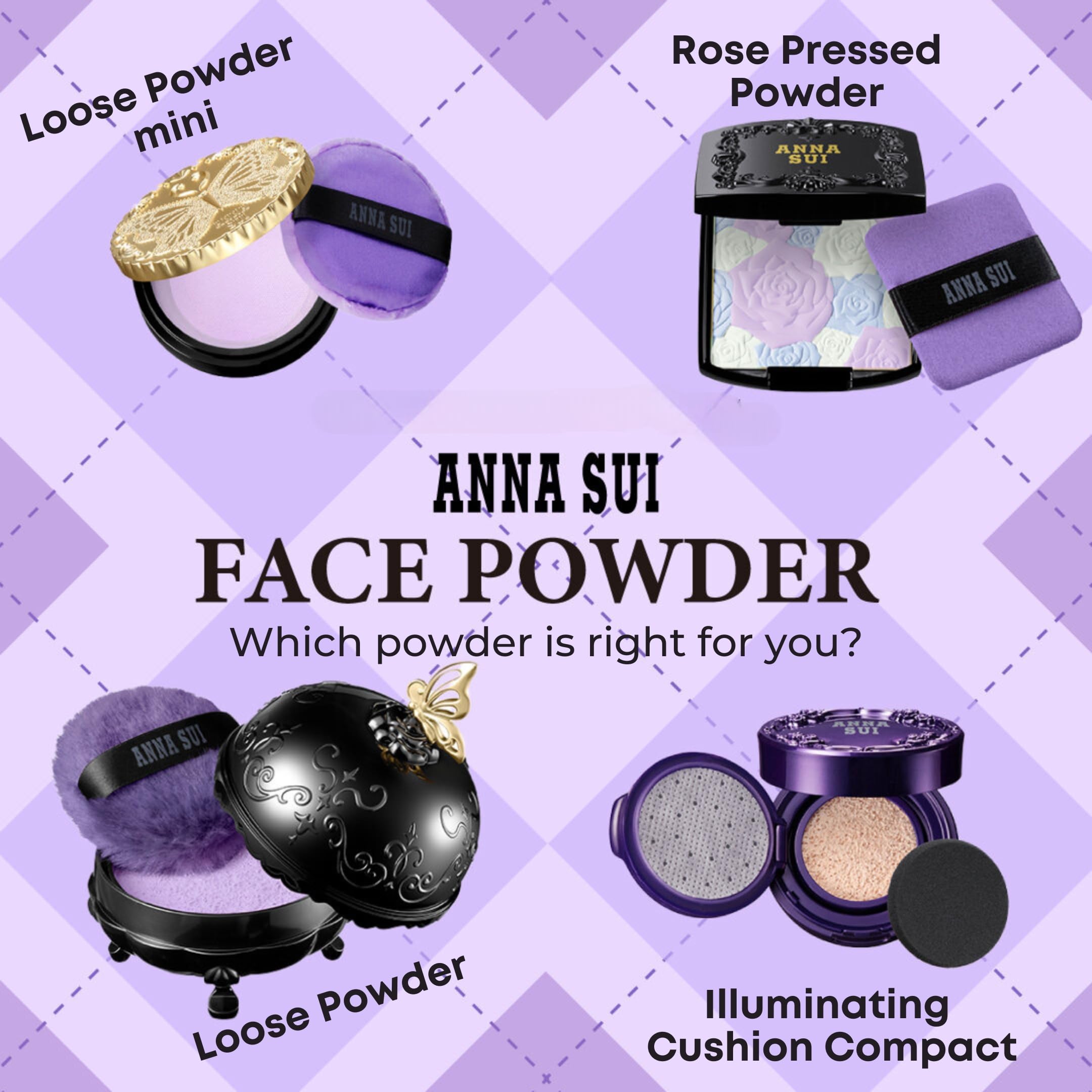 ANNA SUI Loose Face Powder Refill 200 Purple — Blurring, Brightening, Soft Focus Finish
