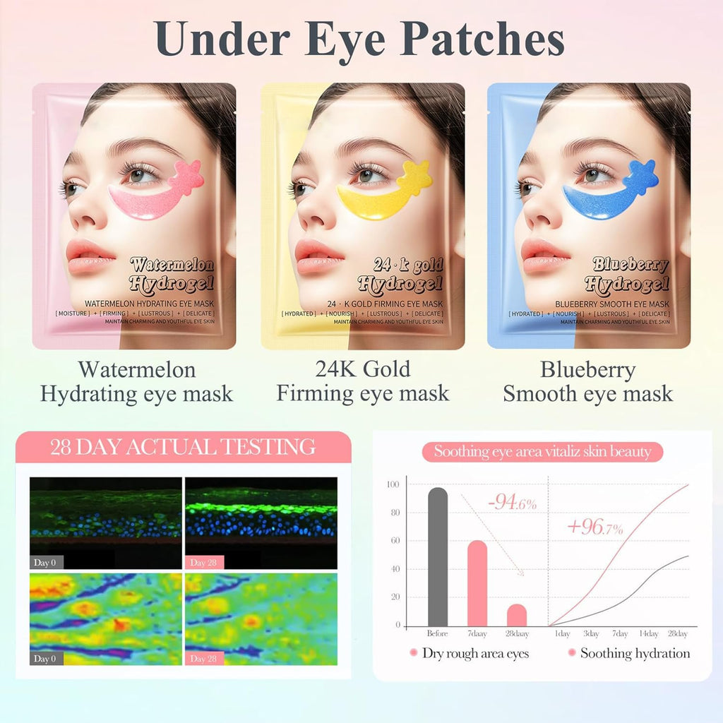 ANPODE 30 Pairs Tri-Color Star Under Eye Patches – Hydrogel for Puffy Eyes & Dark Circles