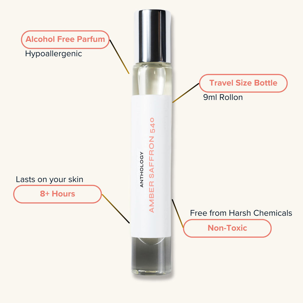 Anthology Amber Saffron 540 Roll-On Perfume Oil — 0.3oz | Woody, Amber, Floral | Clean & Cruelty-Free