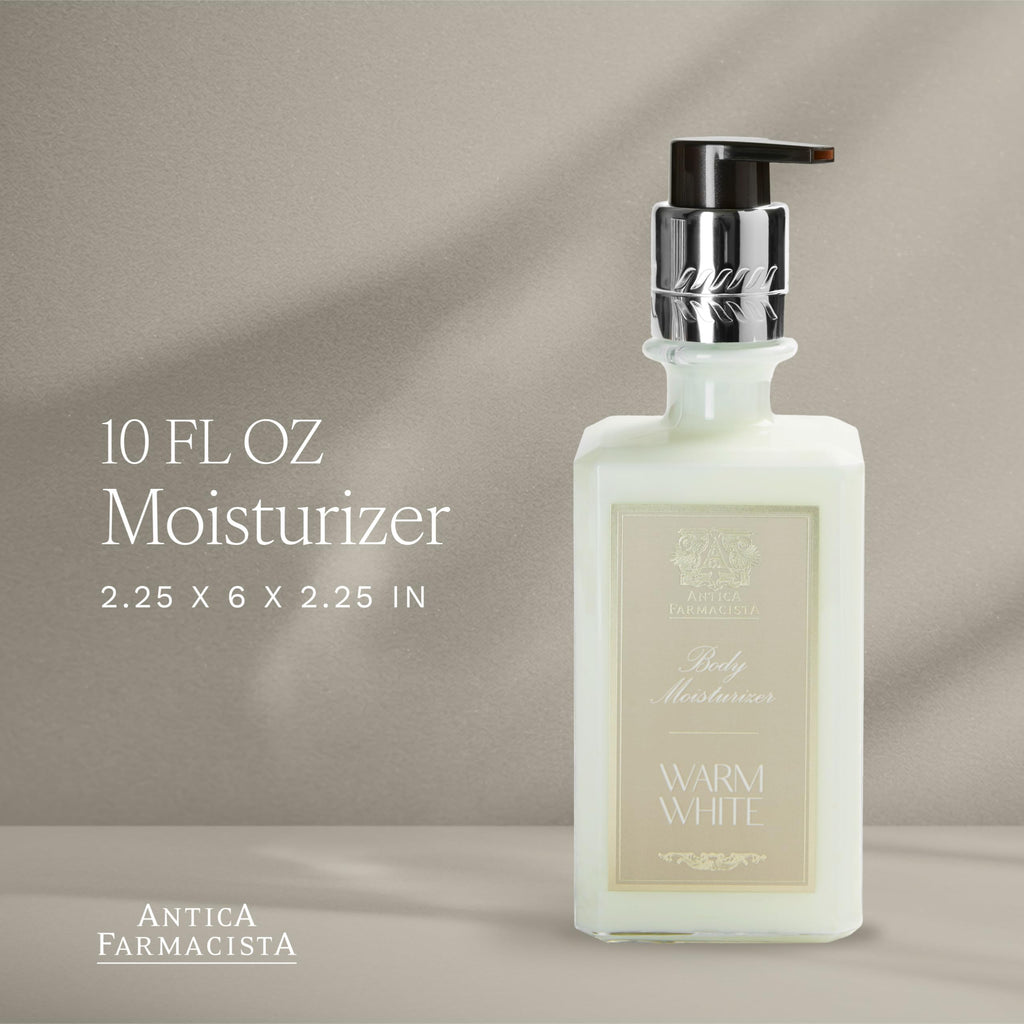 Antica Farmacista Body Moisturizer – Warm White Scented Lotion with Aloe Vera, Green Tea & Sweet Almond Oil, 10 fl oz