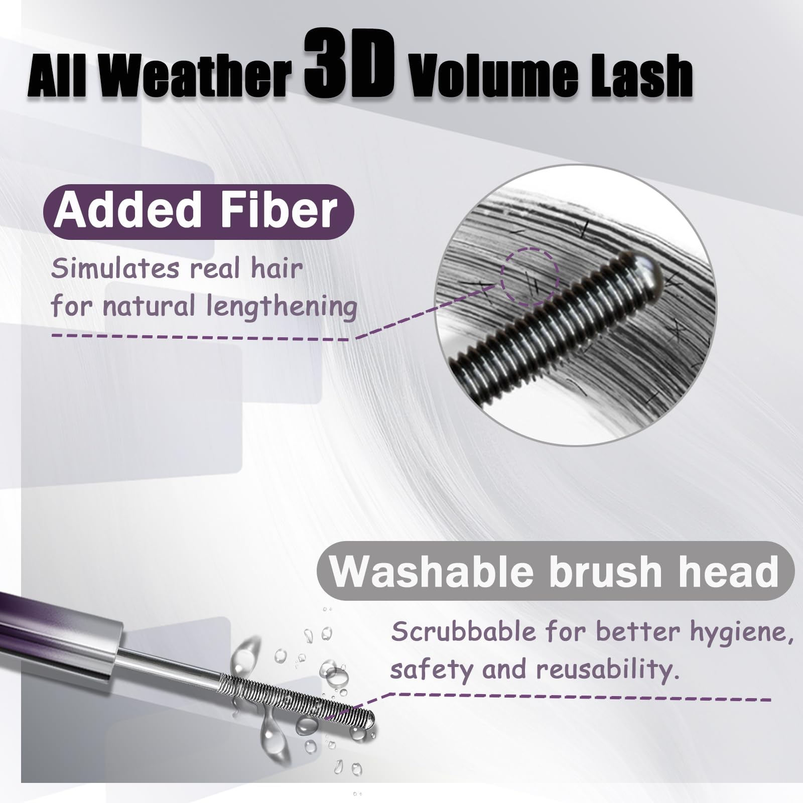 Anweina Iron Wand Mascara - 2-Pack, 3D Curl, Waterproof, Clump-Free