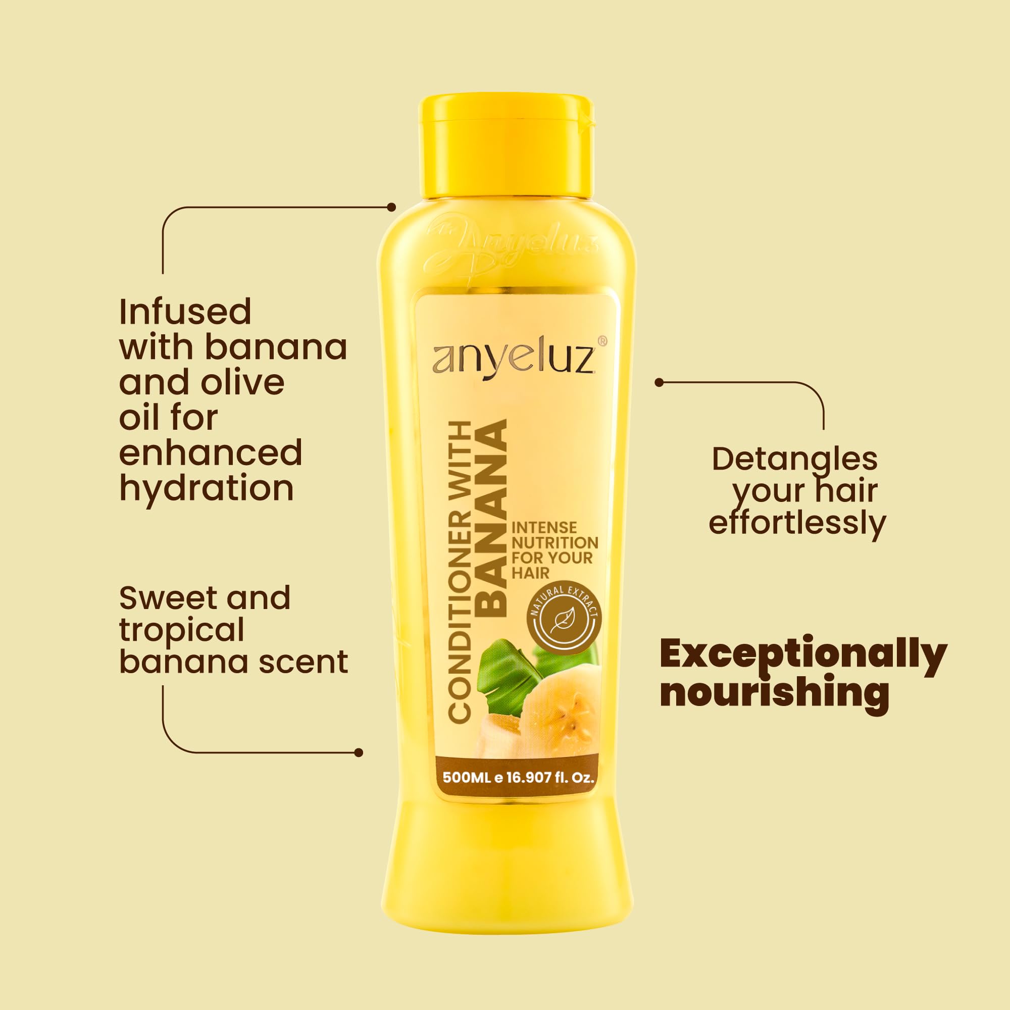 ANYELUZ Banana Conditioner | Deep Conditioning with Olive Oil for Fragile & Damaged Hair