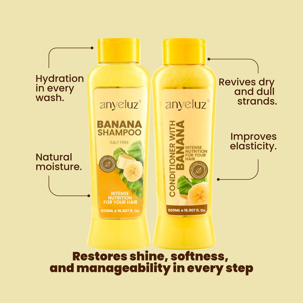 ANYELUZ Banana Hair Care Duo Set – Moisturizing Shampoo & Nourishing Conditioner