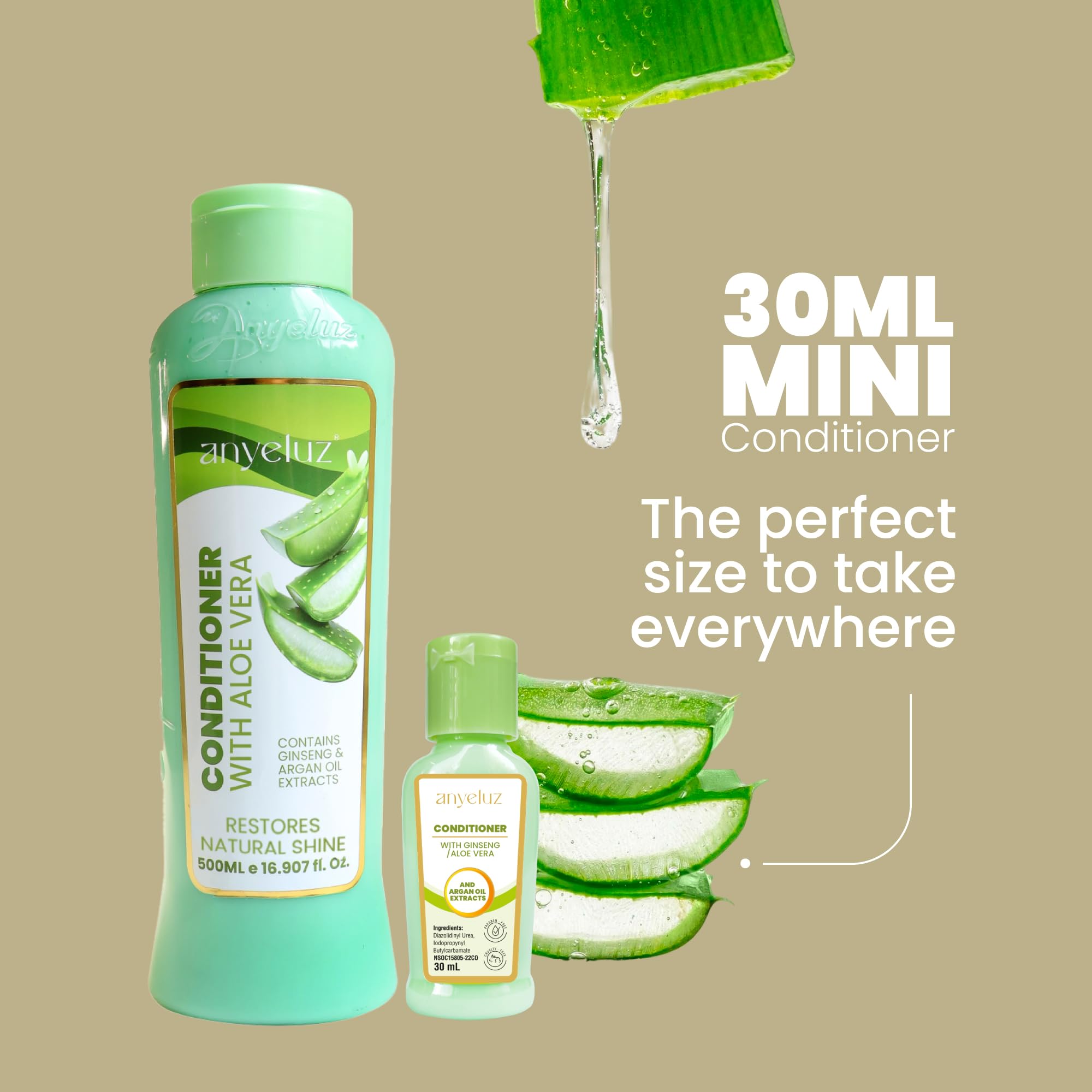 ANYELUZ Aloe Vera Argan Oil Conditioner Duo Pack – Full Size + Travel Bottle