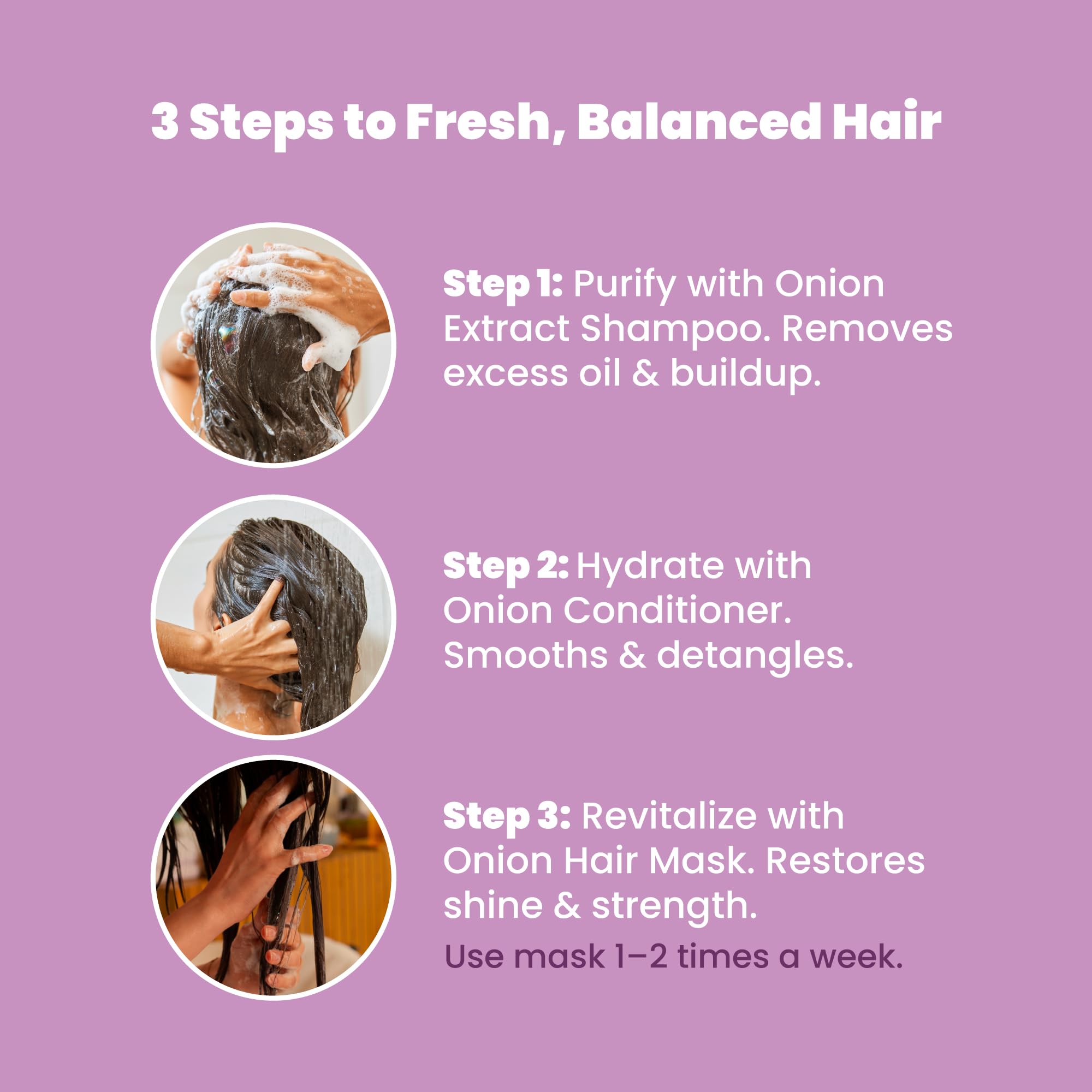 ANYELUZ Onion Shampoo, Conditioner & Hair Mask Set – Oil Control, Color Protection, Nourishment
