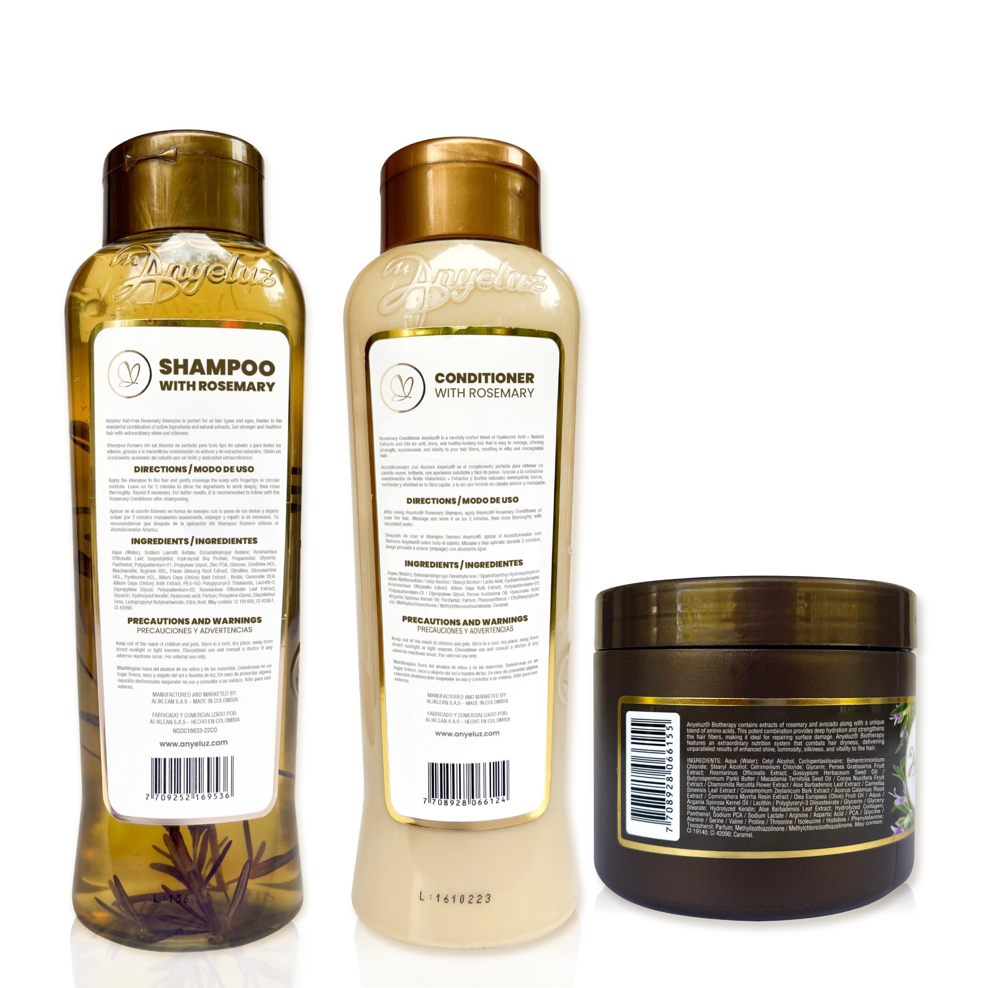 ANYELUZ Rosemary Shampoo, Conditioner & Hair Mask Set – Hyaluronic Acid & Natural Extracts for All Hair Types
