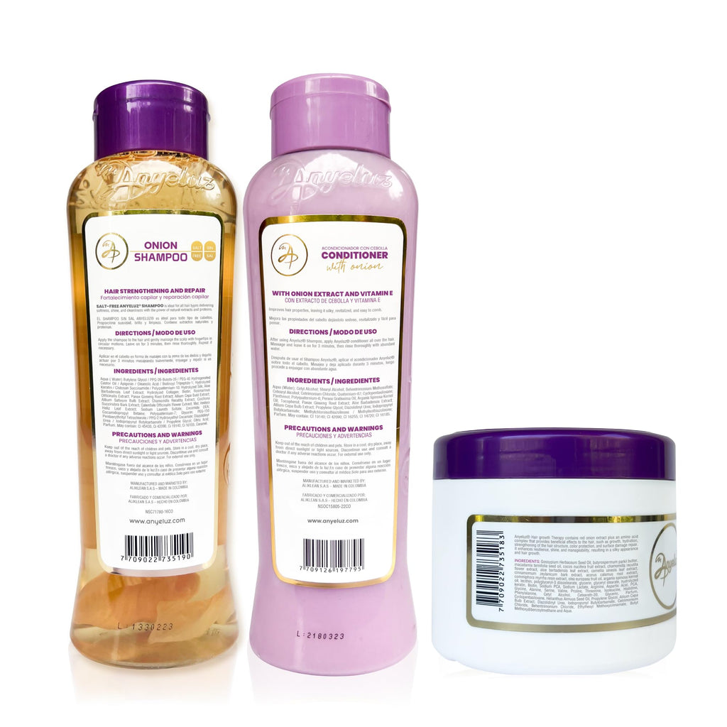ANYELUZ Onion Shampoo, Conditioner & Hair Mask Set – Oil Control, Color Protection, Nourishment