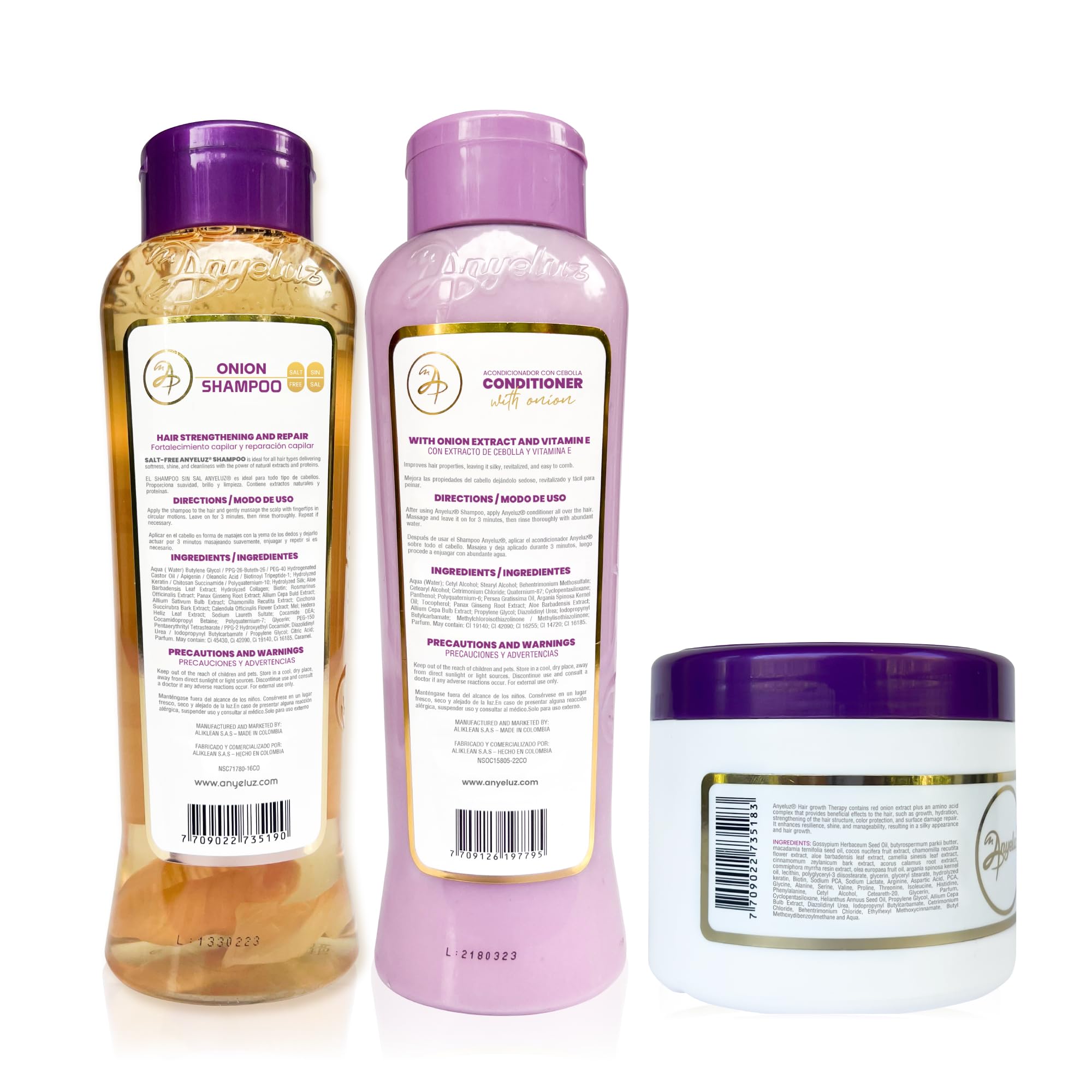 ANYELUZ Onion Shampoo, Conditioner & Hair Mask Set – Oil Control, Color Protection, Nourishment
