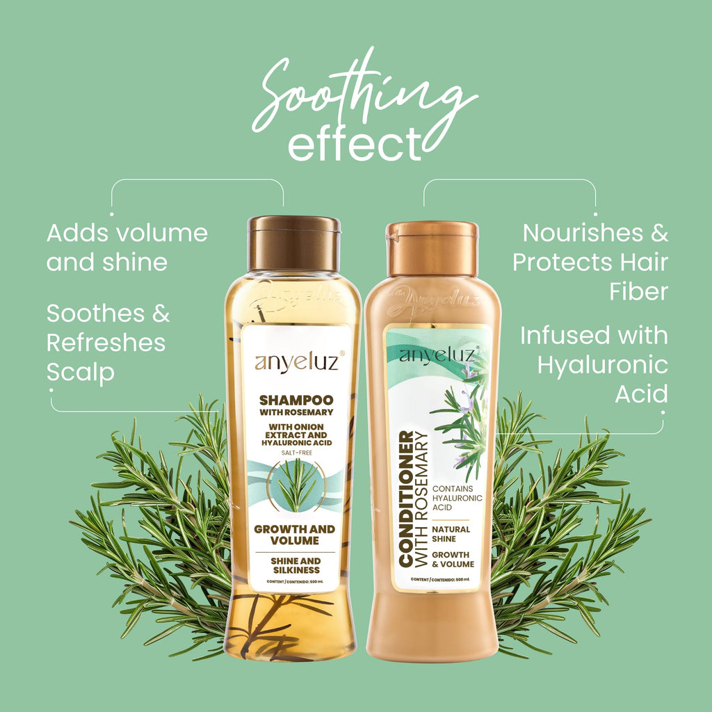 ANYELUZ Rosemary Shampoo & Conditioner Set with Hyaluronic Acid – Strengthen, Hydrate, Shine