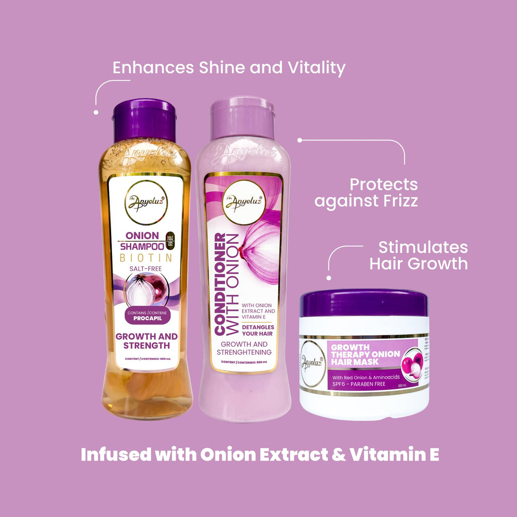ANYELUZ Onion Shampoo, Conditioner & Hair Mask Set – Oil Control, Color Protection, Nourishment