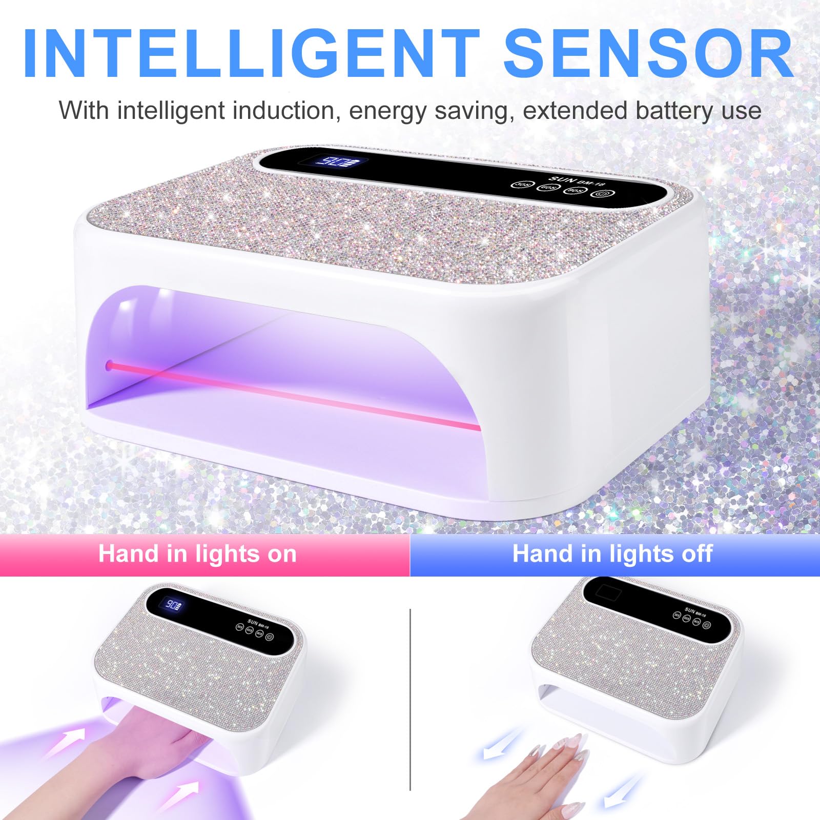 ANYINS Led Nail Lamp 126W – 42 LEDs, Rechargeable, Fast & Even Gel Curing