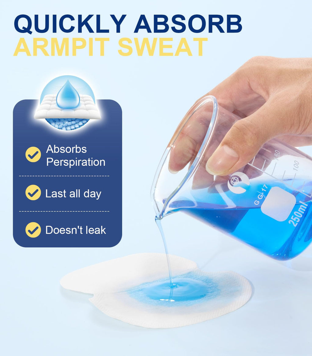 Aoeoun Underarm Sweat Pads – Premium 100 PCS, Invisible, Extra Adhesive, For Men & Women