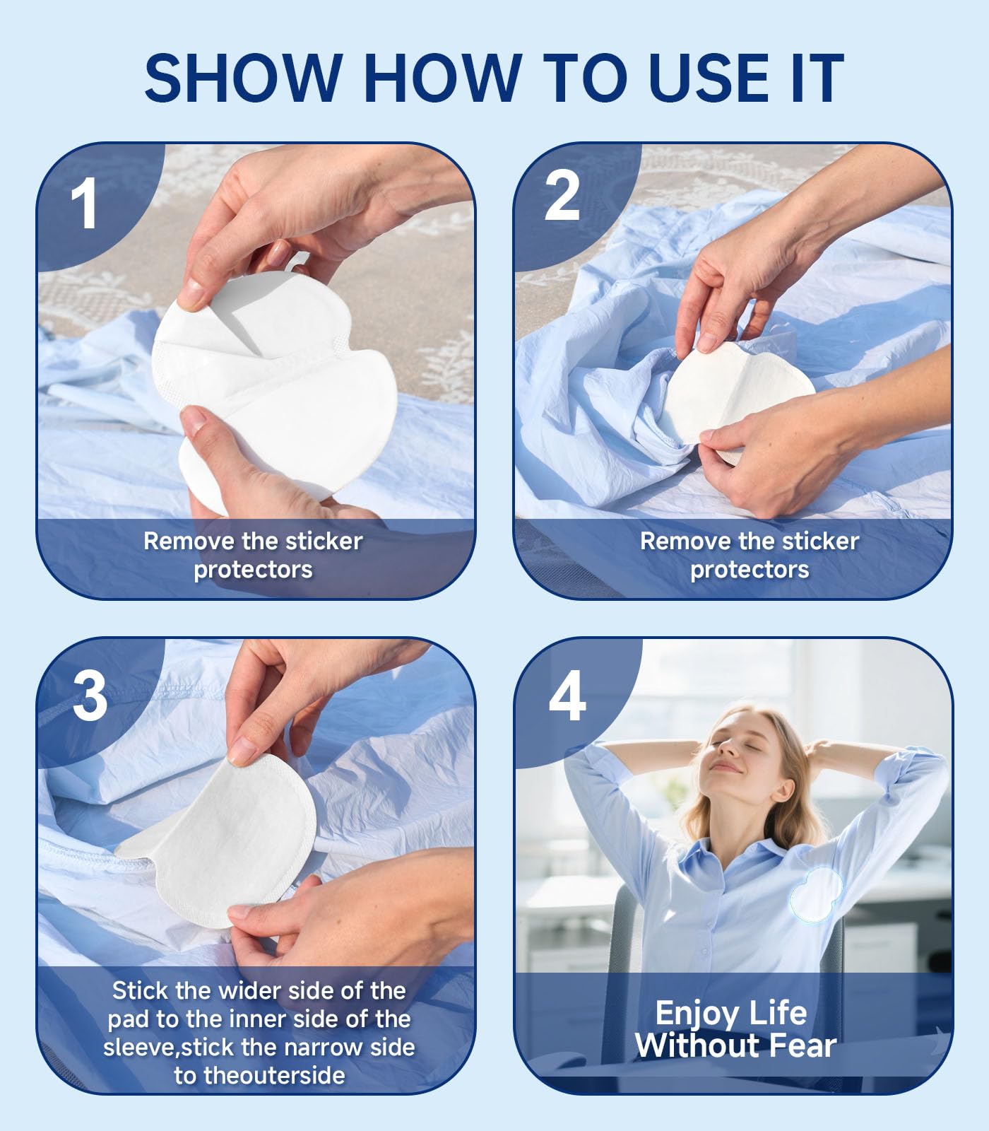 Aoeoun Underarm Sweat Pads – Premium 100 PCS, Invisible, Extra Adhesive, For Men & Women