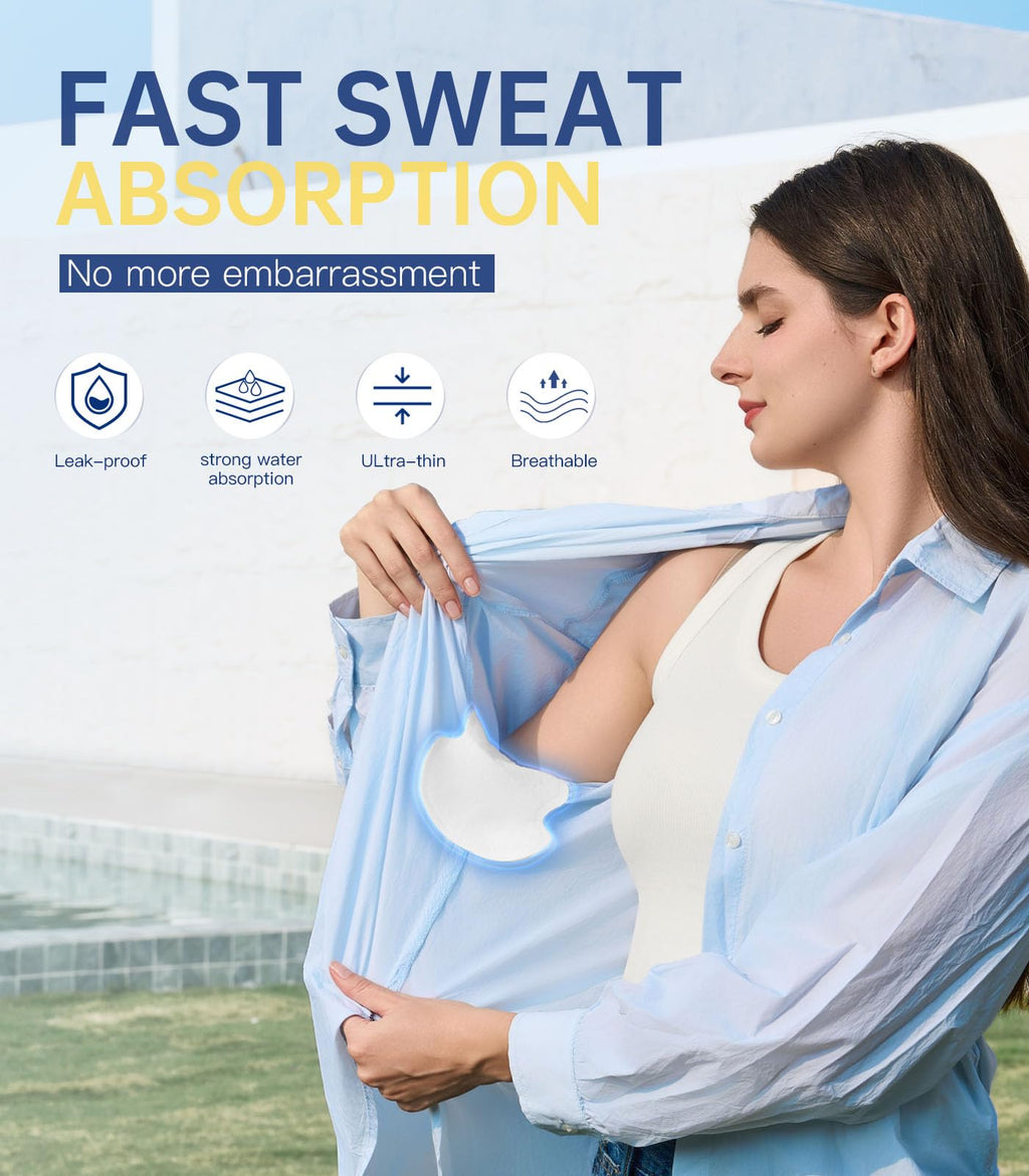Aoeoun Underarm Sweat Pads – Premium 100 PCS, Invisible, Extra Adhesive, For Men & Women