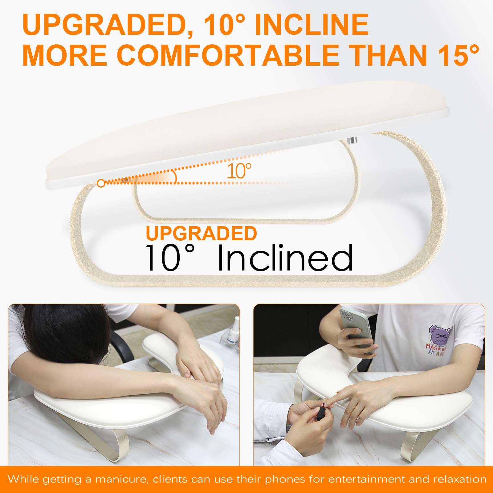 AONOLOVO Arm Rest for Nails – 10° U-Shaped Stand with Aluminum Alloy Holder