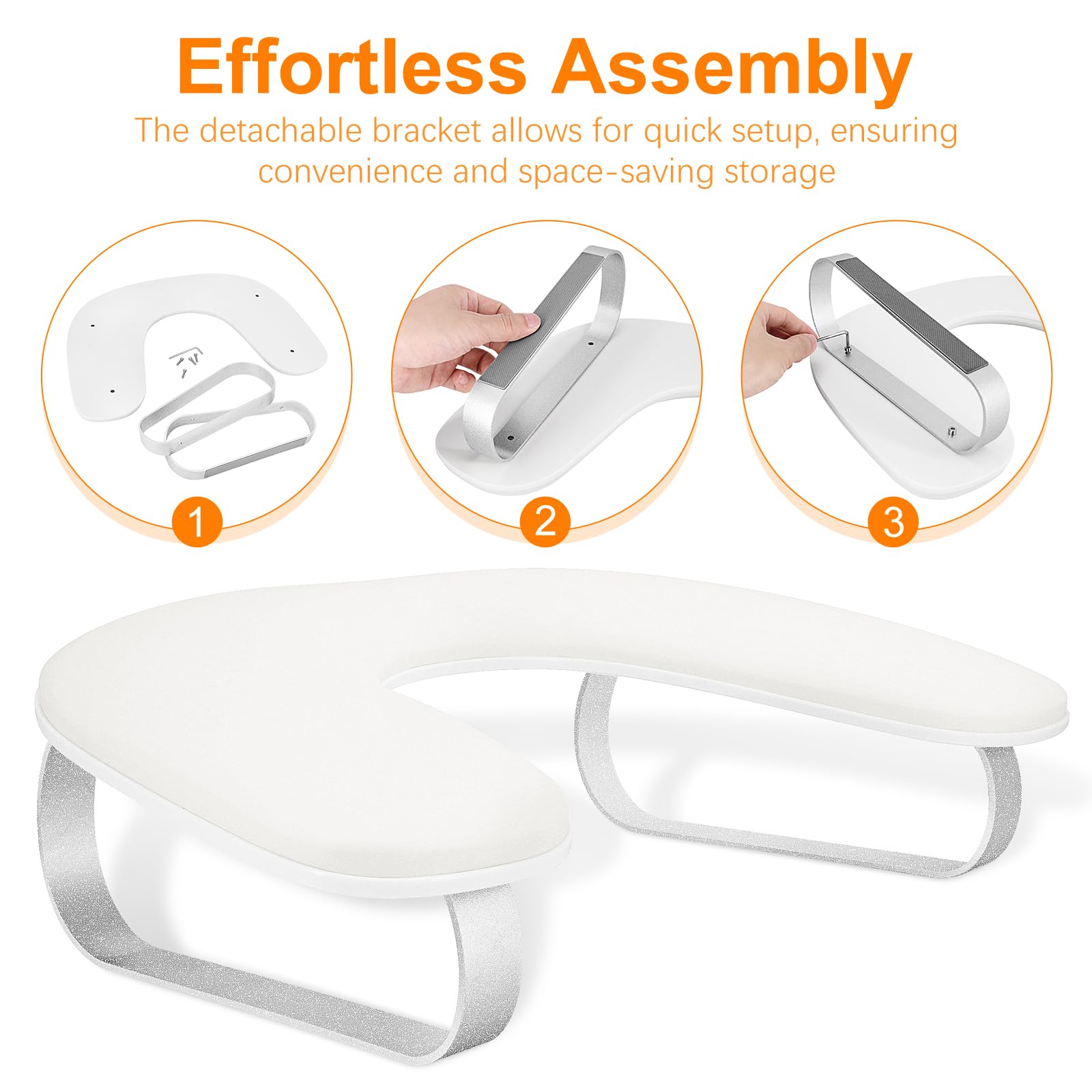 AONOLOVO Arm Rest for Nails Tech — 10-degree Inclined U-Shaped Nail Hand Rest with Aluminum Alloy Holder, Non-slip