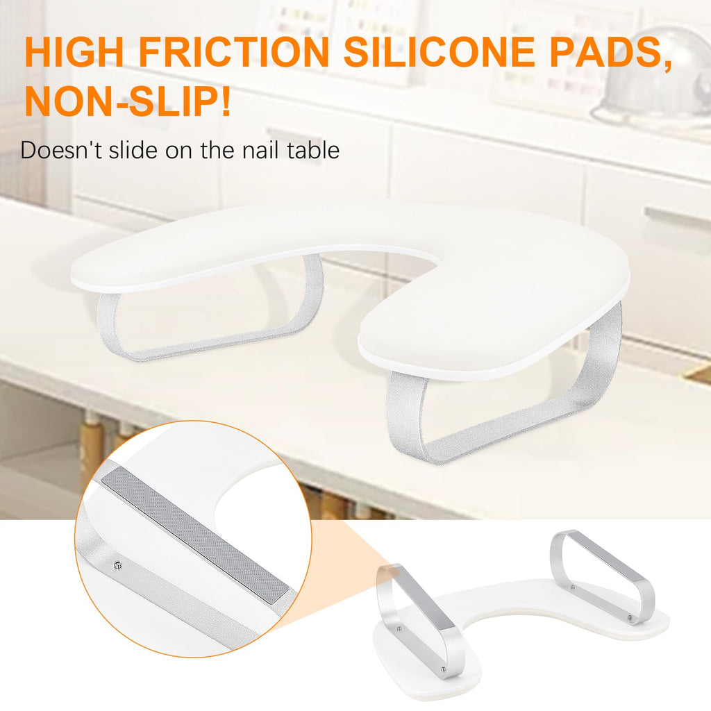 AONOLOVO Arm Rest for Nails Tech — 10-degree Inclined U-Shaped Nail Hand Rest with Aluminum Alloy Holder, Non-slip