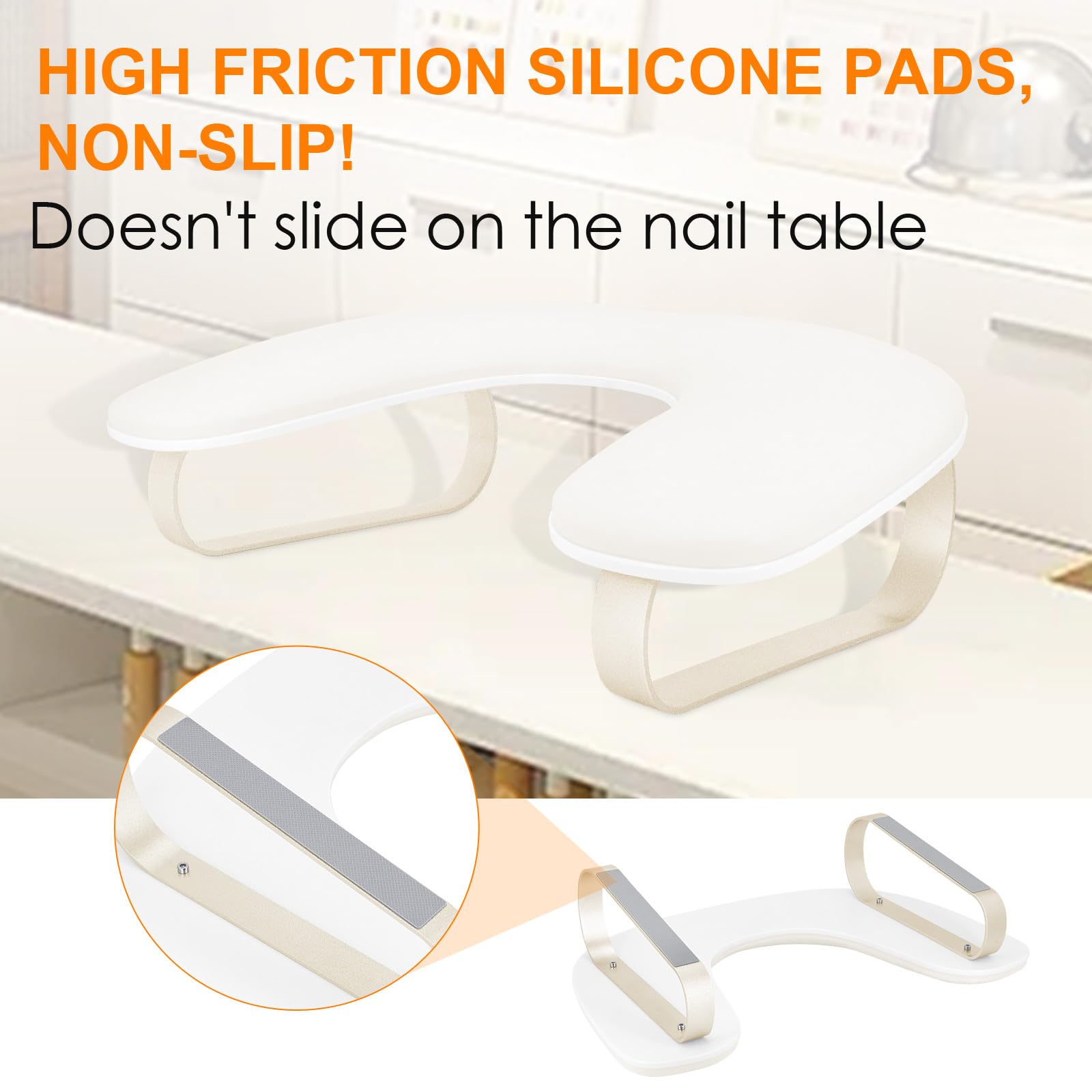 AONOLOVO Arm Rest for Nails – 10° U-Shaped Stand with Aluminum Alloy Holder