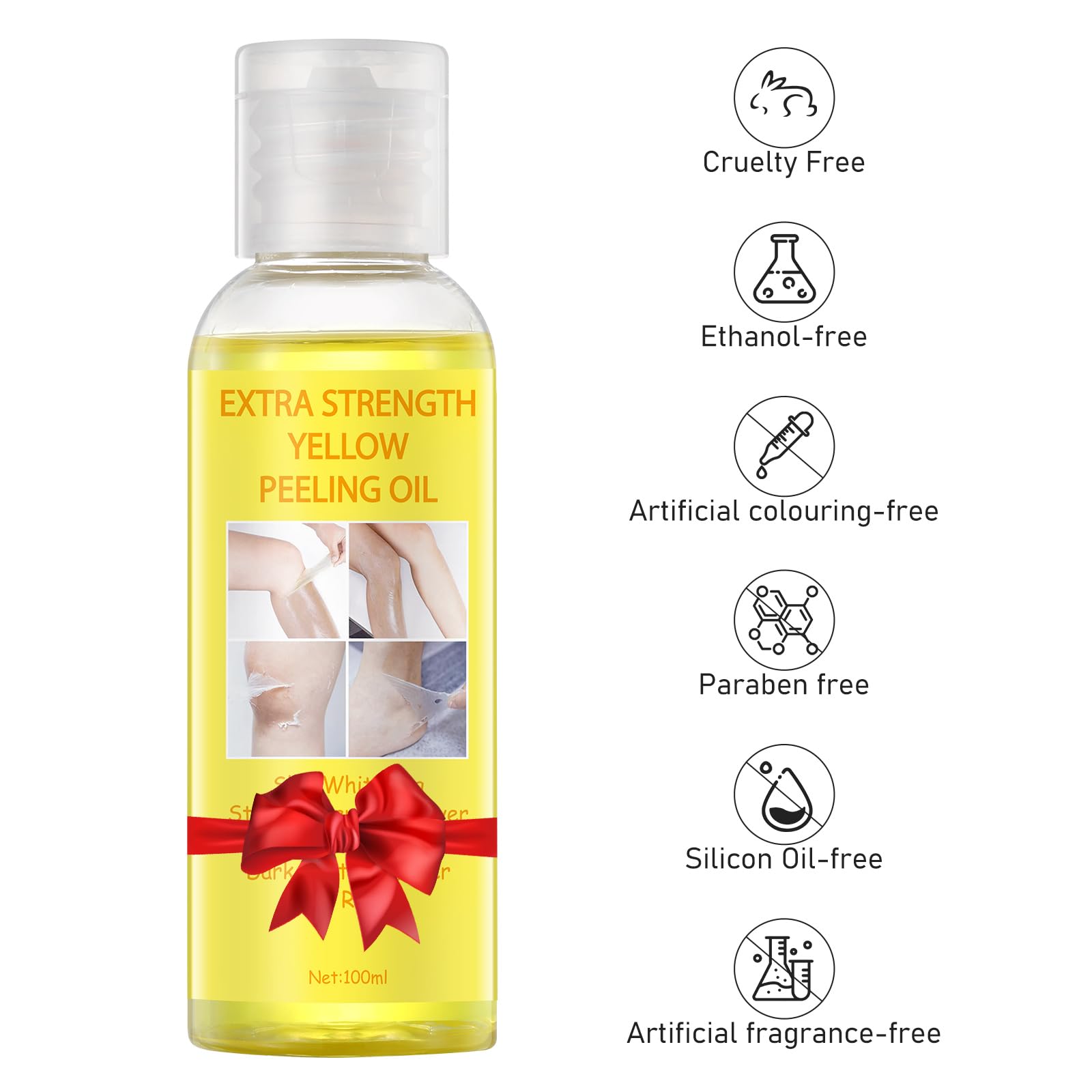 AOPEIBOTO Yellow Peeling Oil for Dark Skin — Extra Strong Body & Hand Exfoliant, 3.38 fl oz