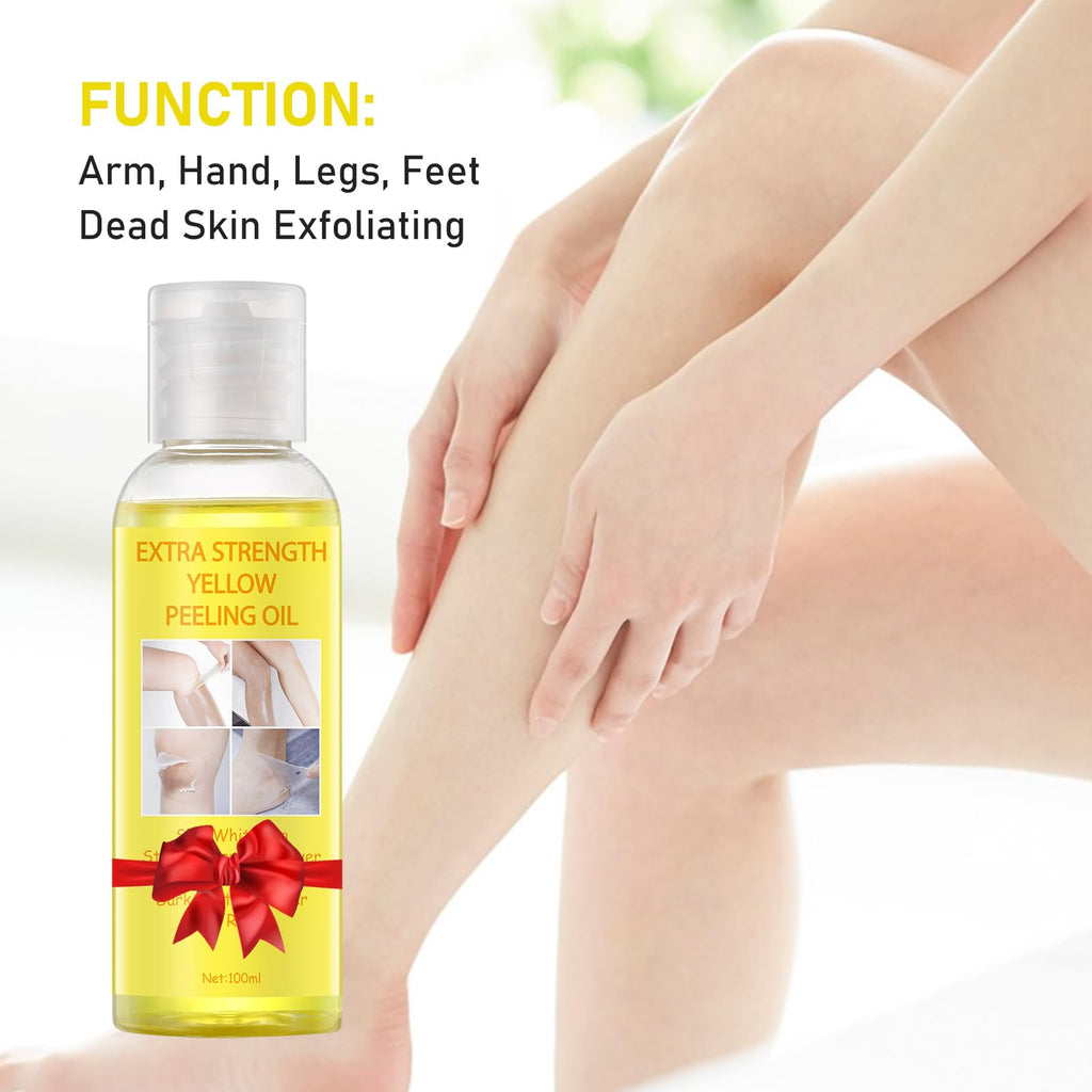 AOPEIBOTO Yellow Peeling Oil for Dark Skin — Extra Strong Body & Hand Exfoliant, 3.38 fl oz