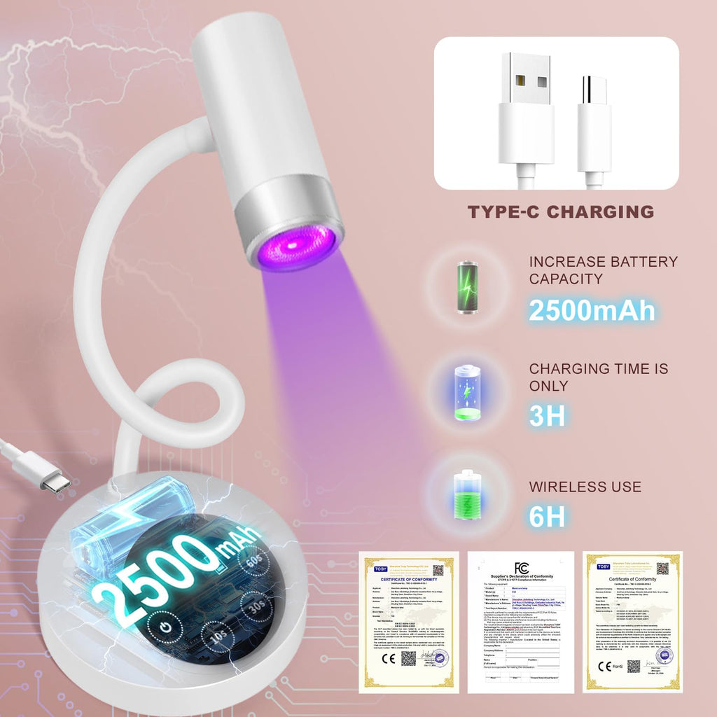 AORAEM UV LED Nail Lamp – Rechargeable Gooseneck 12W Quick Cure with 4 Timers & Auto Sensor