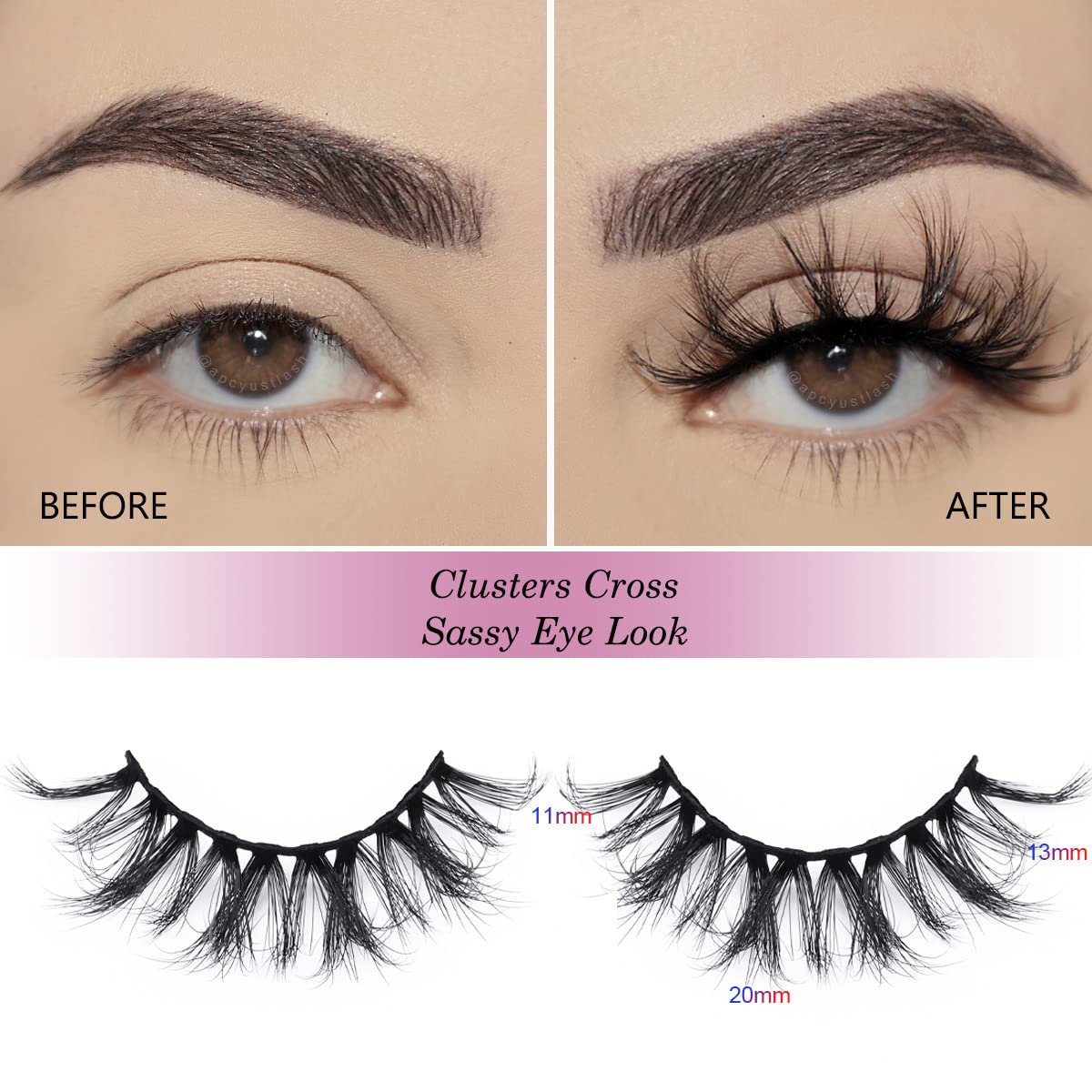 APCYUST Lashes Bulk 50 Pairs – 15mm & 18mm Full Eyelashes with Glitter Cases