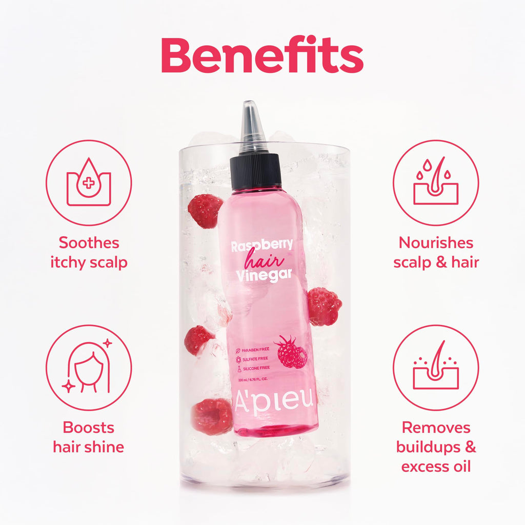A’PIEU Raspberry Hair Vinegar Rinse – Scalp Cleanse & pH-Balanced Detox for Oily/Itchy Scalp (K-Beauty) 6.76 fl oz