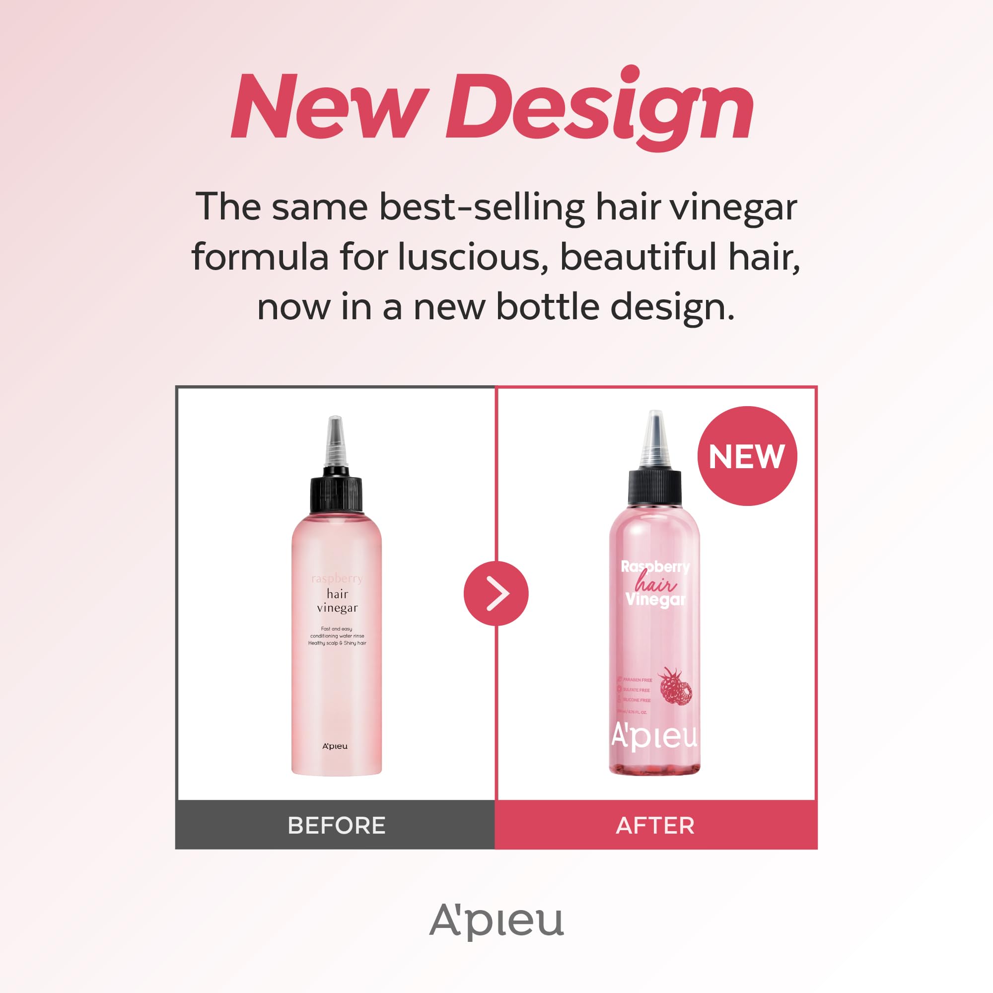 A'PIEU Raspberry Vinegar Shampoo & Hair Vinegar Rinse Set – Scalp Clarifying & pH-Balanced