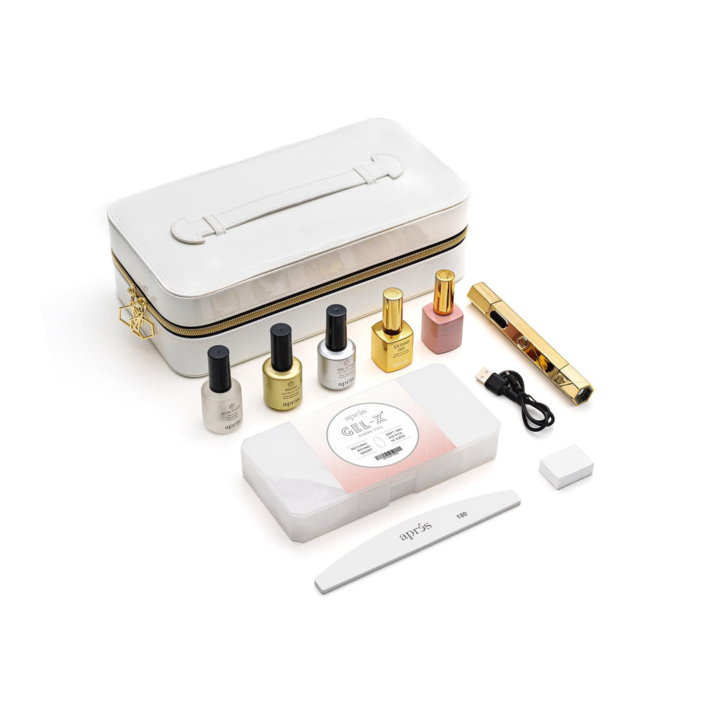 APRÉS Ombre Gel-X Nail Extension Kit — 14 Sizes 00–9, Natural Round Short